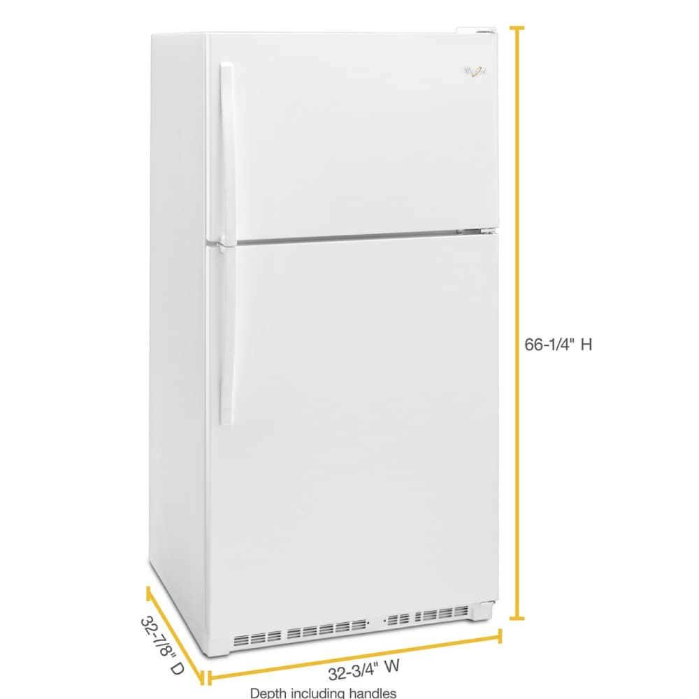Refrigerador de 20.5 pies cúbicos con congelador superior (Blanco) Whirlpool WRT311FZDW