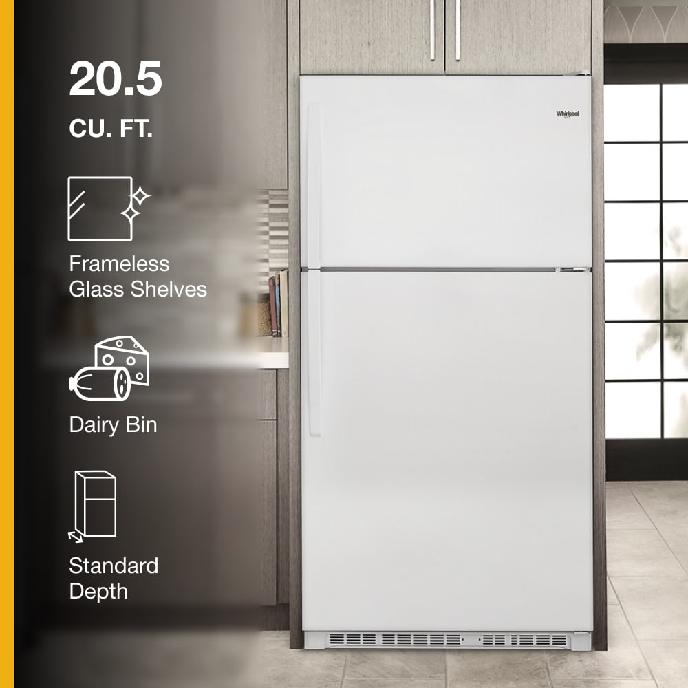 Refrigerador de 20.5 pies cúbicos con congelador superior (Blanco) Whirlpool WRT311FZDW