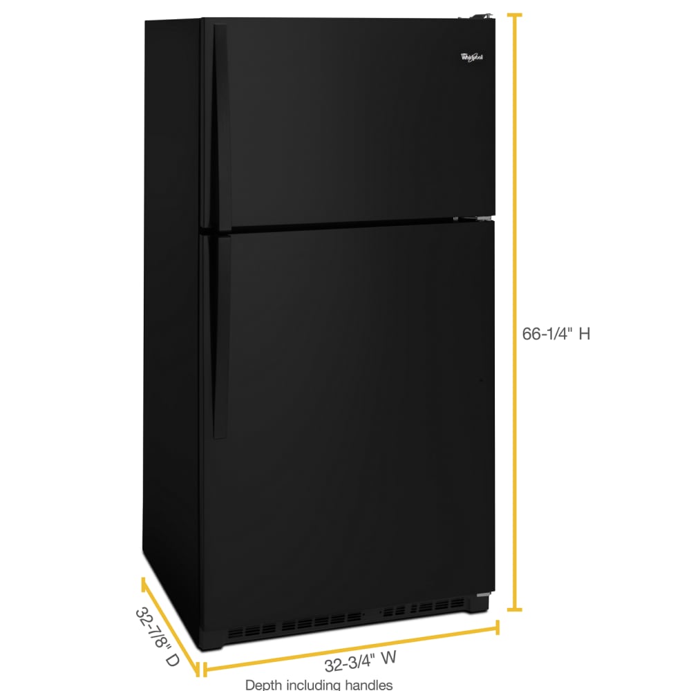 Refrigerador Whirlpool de 20.5 pies cúbicos con congelador superior (Negro) WRT311FZDB