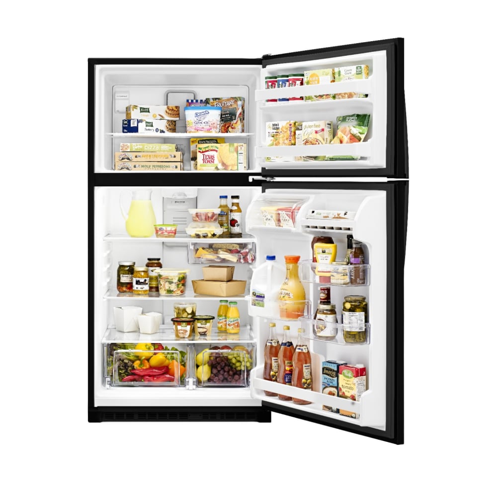 Refrigerador Whirlpool de 20.5 pies cúbicos con congelador superior (Negro) WRT311FZDB