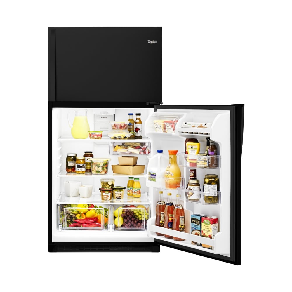 Refrigerador Whirlpool de 20.5 pies cúbicos con congelador superior (Negro) WRT311FZDB