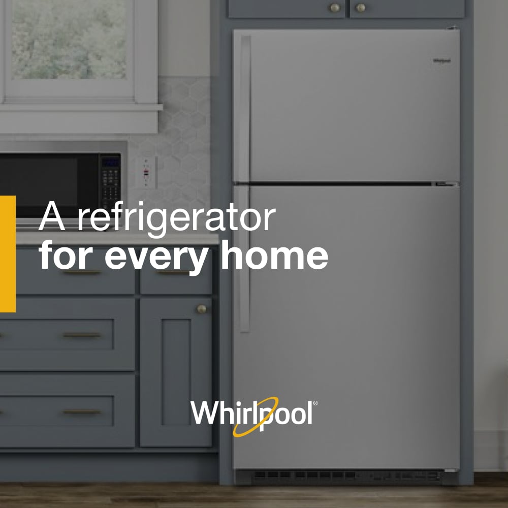 Refrigerador Whirlpool de 20.5 pies cúbicos con congelador superior (Negro) WRT311FZDB