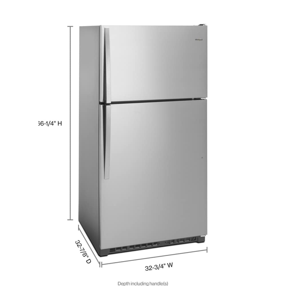 Refrigerador de 20.5 pies cúbicos con congelador superior (Acero Inoxidable Resistente a las Huellas Dactilares) Whirlpool WRT311FZDZ