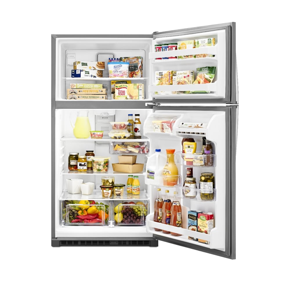 Refrigerador de 20.5 pies cúbicos con congelador superior (Acero Inoxidable Resistente a las Huellas Dactilares) Whirlpool WRT311FZDZ