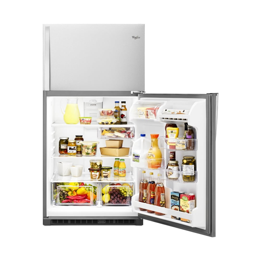 Refrigerador de 20.5 pies cúbicos con congelador superior (Acero Inoxidable Resistente a las Huellas Dactilares) Whirlpool WRT311FZDZ