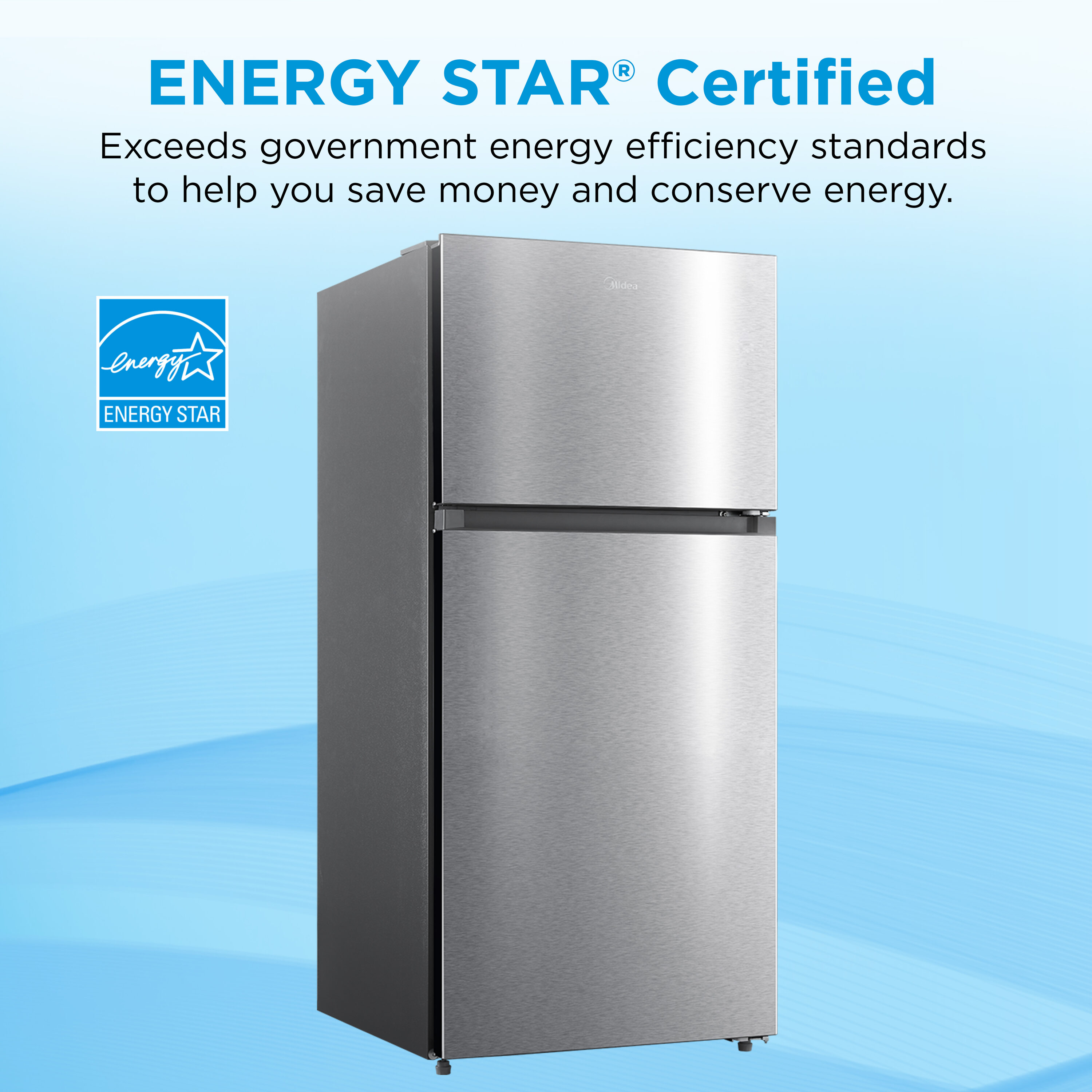Refrigerador con protección contra huellas dactilares de 20.5 pies cúbicos con congelador superior (Acero inoxidable) listo para garaje con certificación ENERGY STAR.
