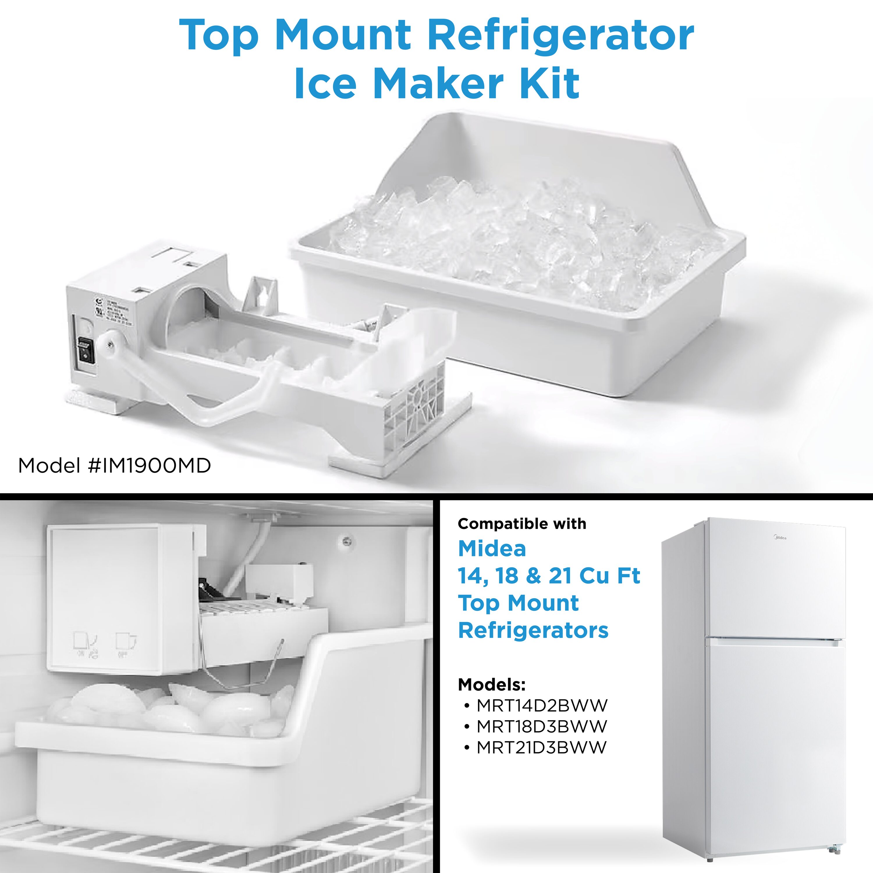 Refrigerador Midea de 20.5 pies cúbicos con resistencia a huellas digitales y listo para el garaje (blanco) Certificado ENERGY STAR MRT21D3BWW