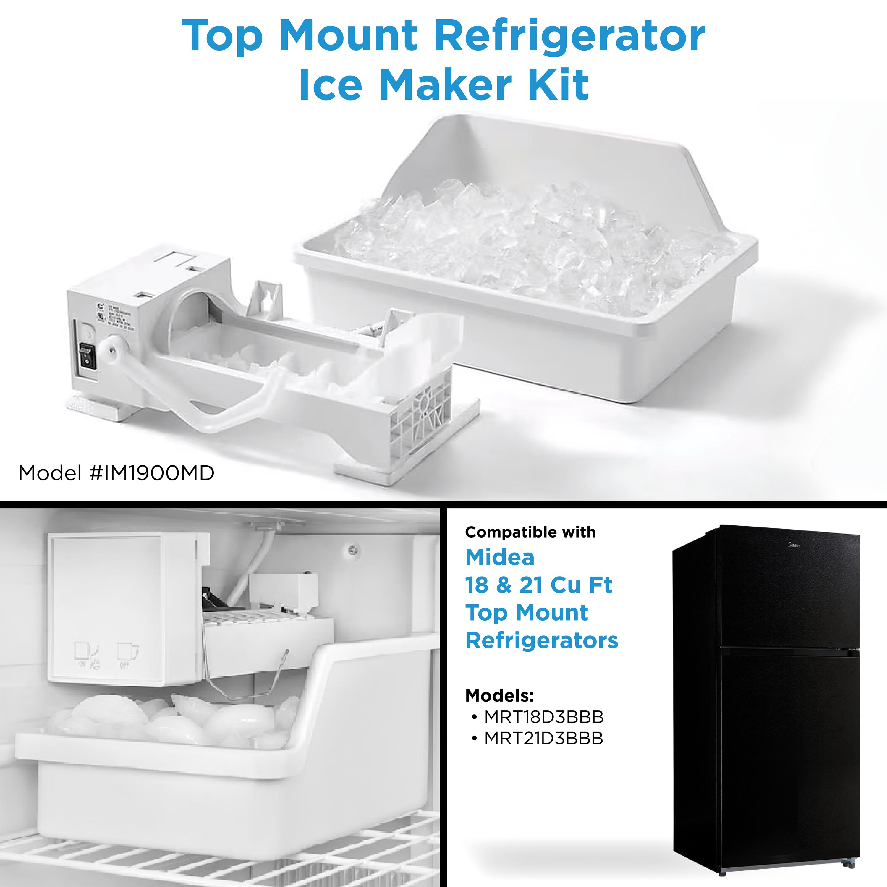 Refrigerador Midea resistente a huellas dactilares de 20.5 pies cúbicos con congelador superior (negro) Listo para el garaje con certificación ENERGY STAR MRT21D3BBB