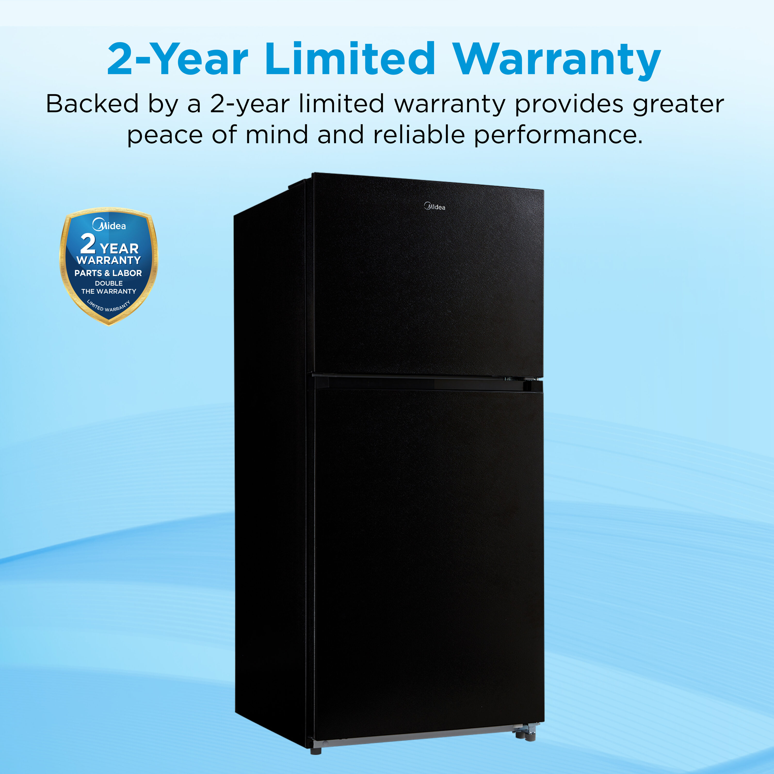 Refrigerador Midea resistente a huellas dactilares de 20.5 pies cúbicos con congelador superior (negro) Listo para el garaje con certificación ENERGY STAR MRT21D3BBB