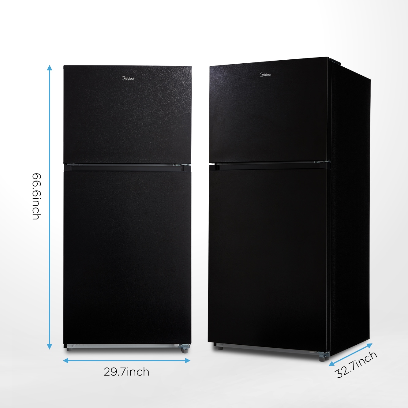 Refrigerador Midea resistente a huellas dactilares de 20.5 pies cúbicos con congelador superior (negro) Listo para el garaje con certificación ENERGY STAR MRT21D3BBB