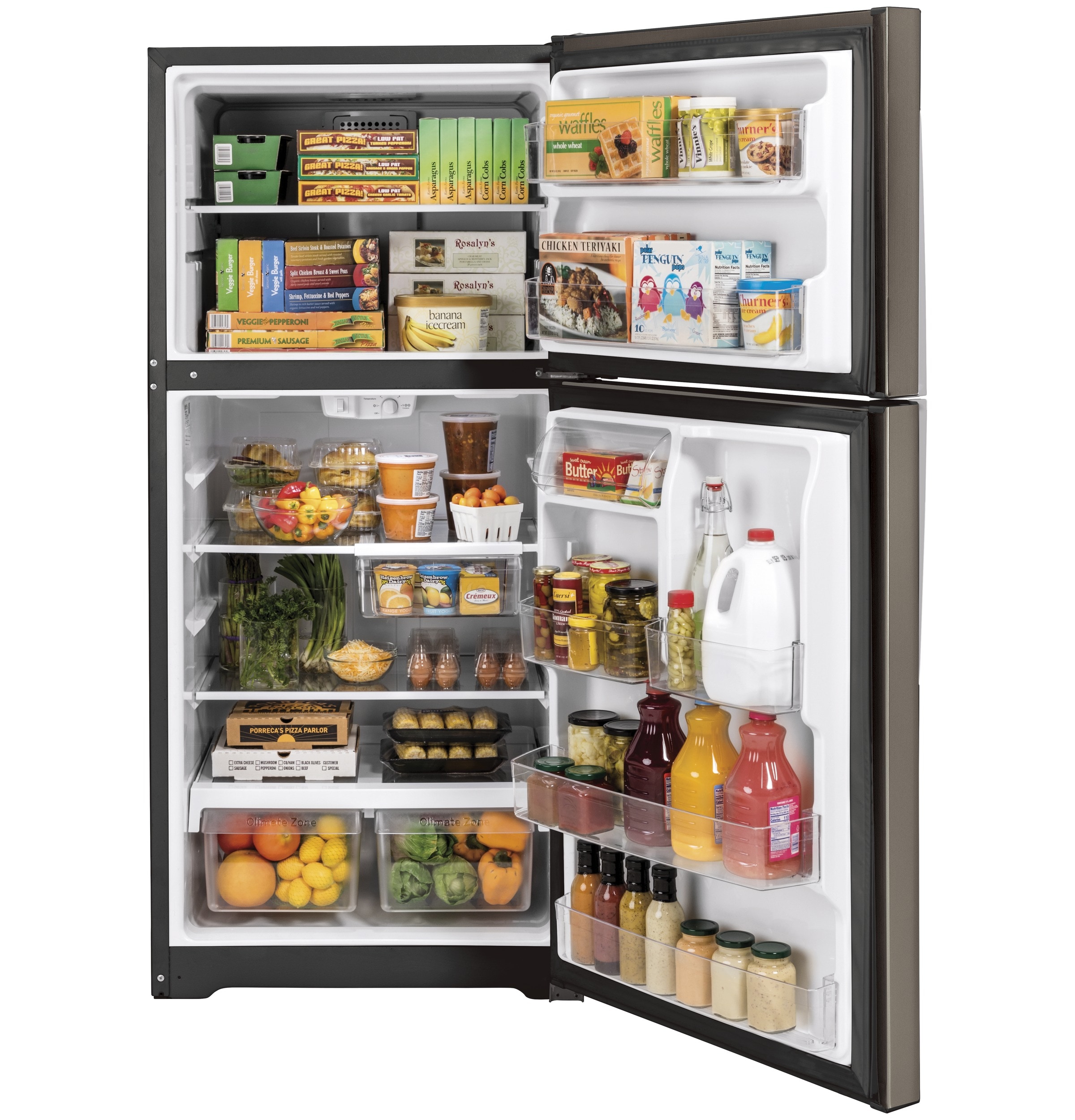 Refrigerador para garaje de 21.9 pies cúbicos con congelador superior (color gris pizarra) Listo para garaje GTS22KMNRES