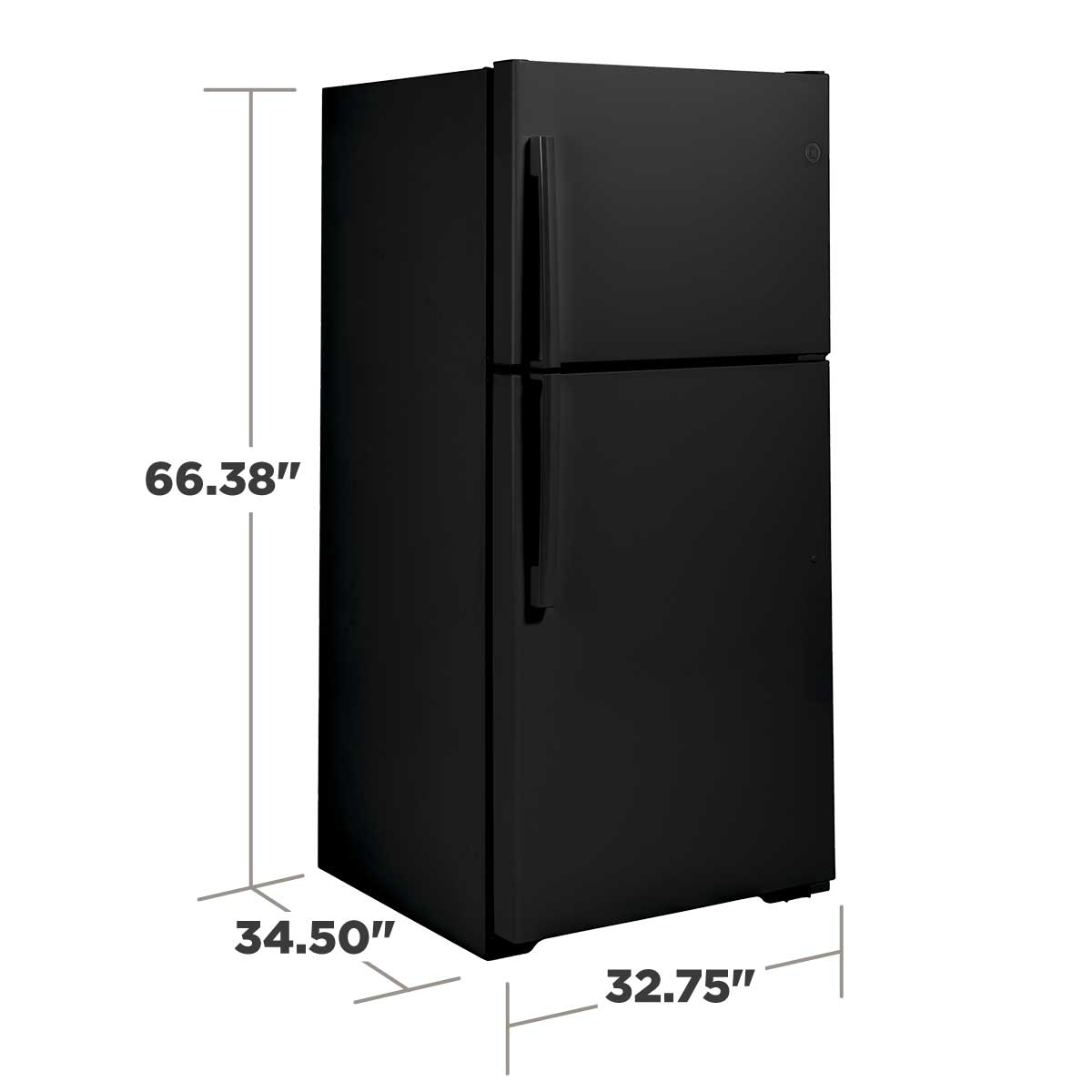 Refrigerador de 21.9 pies cúbicos con congelador superior (Negro) listo para el garaje GE GTS22KGNRBB