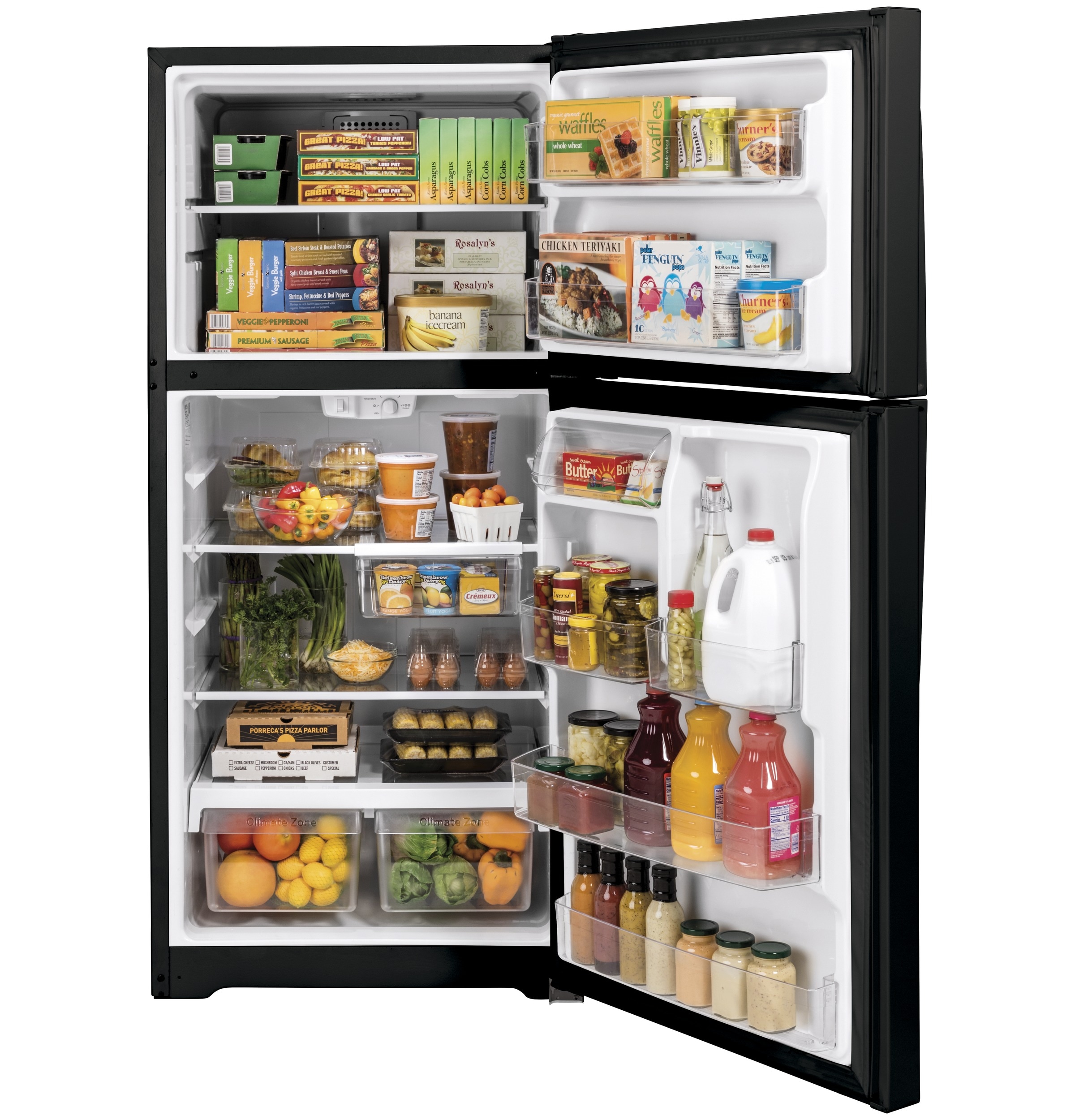 Refrigerador de 21.9 pies cúbicos con congelador superior (Negro) listo para el garaje GE GTS22KGNRBB