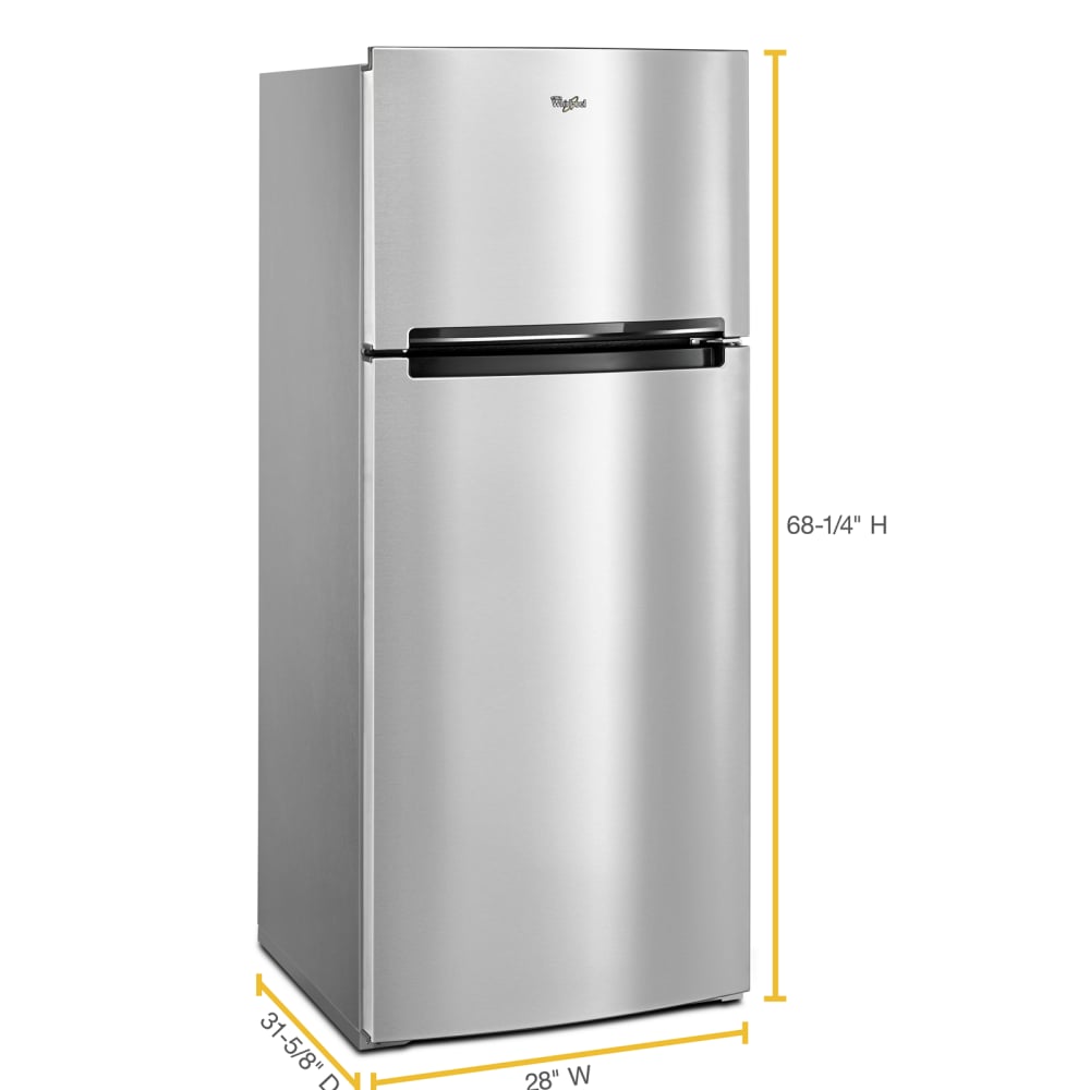Refrigerador Whirlpool con cajón de almacenamiento flexible de 17.6 pies cúbicos y congelador superior (acero metálico resistente a huellas dactilares)