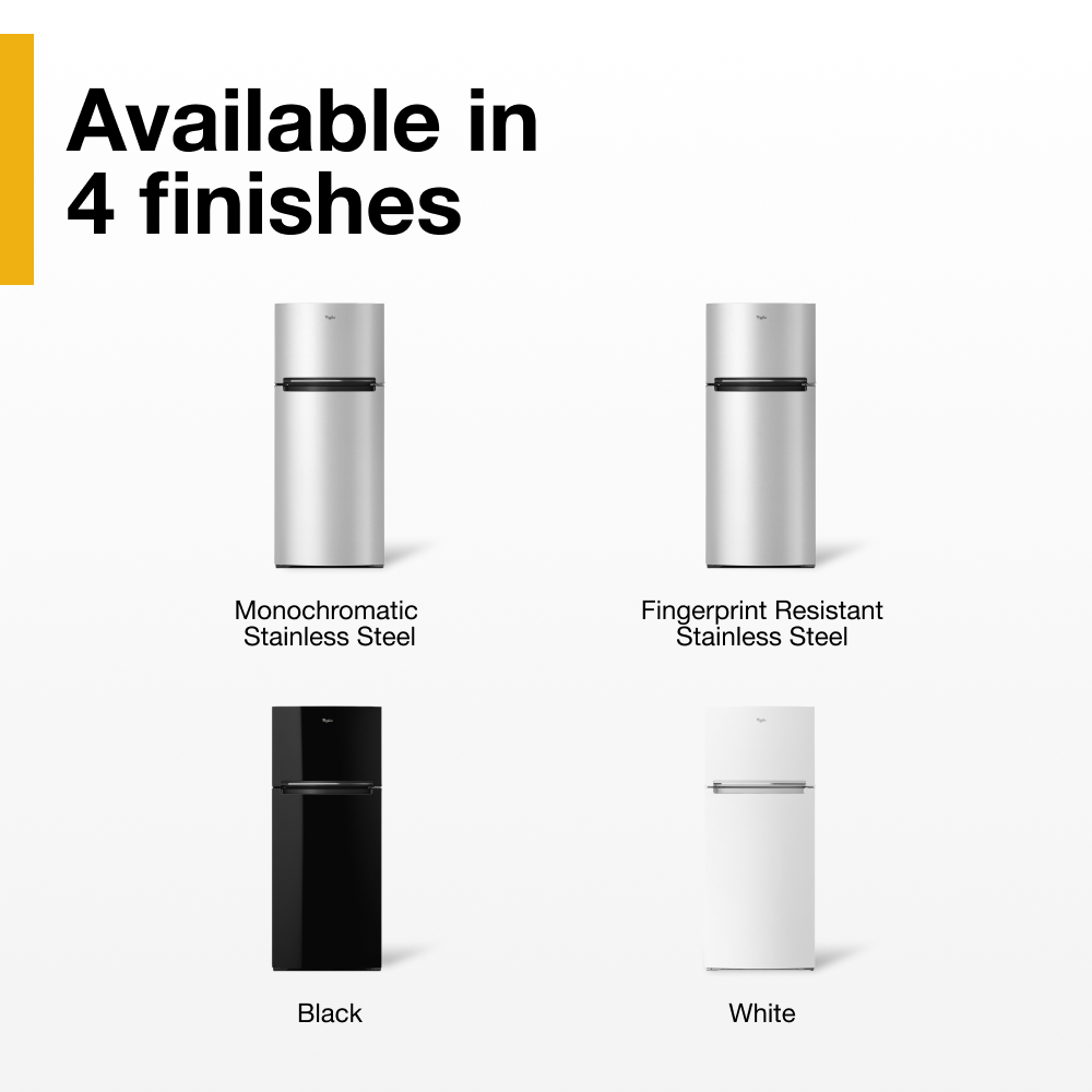 Refrigerador de puerta superior Whirlpool con cajón de almacenamiento flexible de 17.6 pies cúbicos (blanco) WRT518SZFW