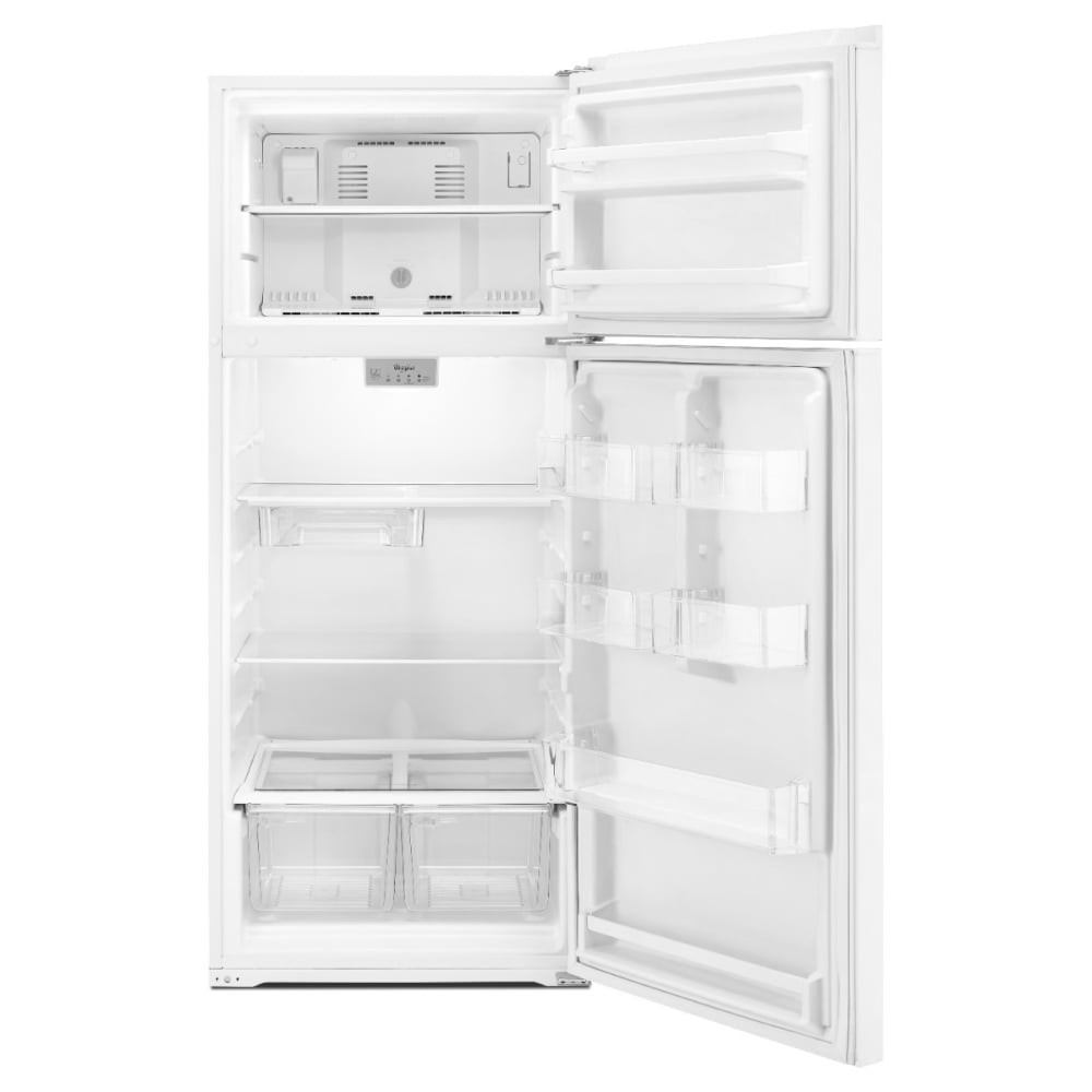Refrigerador de puerta superior Whirlpool con cajón de almacenamiento flexible de 17.6 pies cúbicos (blanco) WRT518SZFW