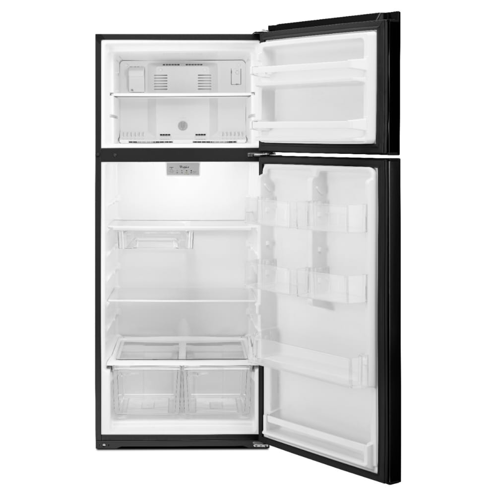 Refrigerador congelador superior Whirlpool con contenedor de almacenamiento flexible de 17.6 pies cúbicos (Negro)