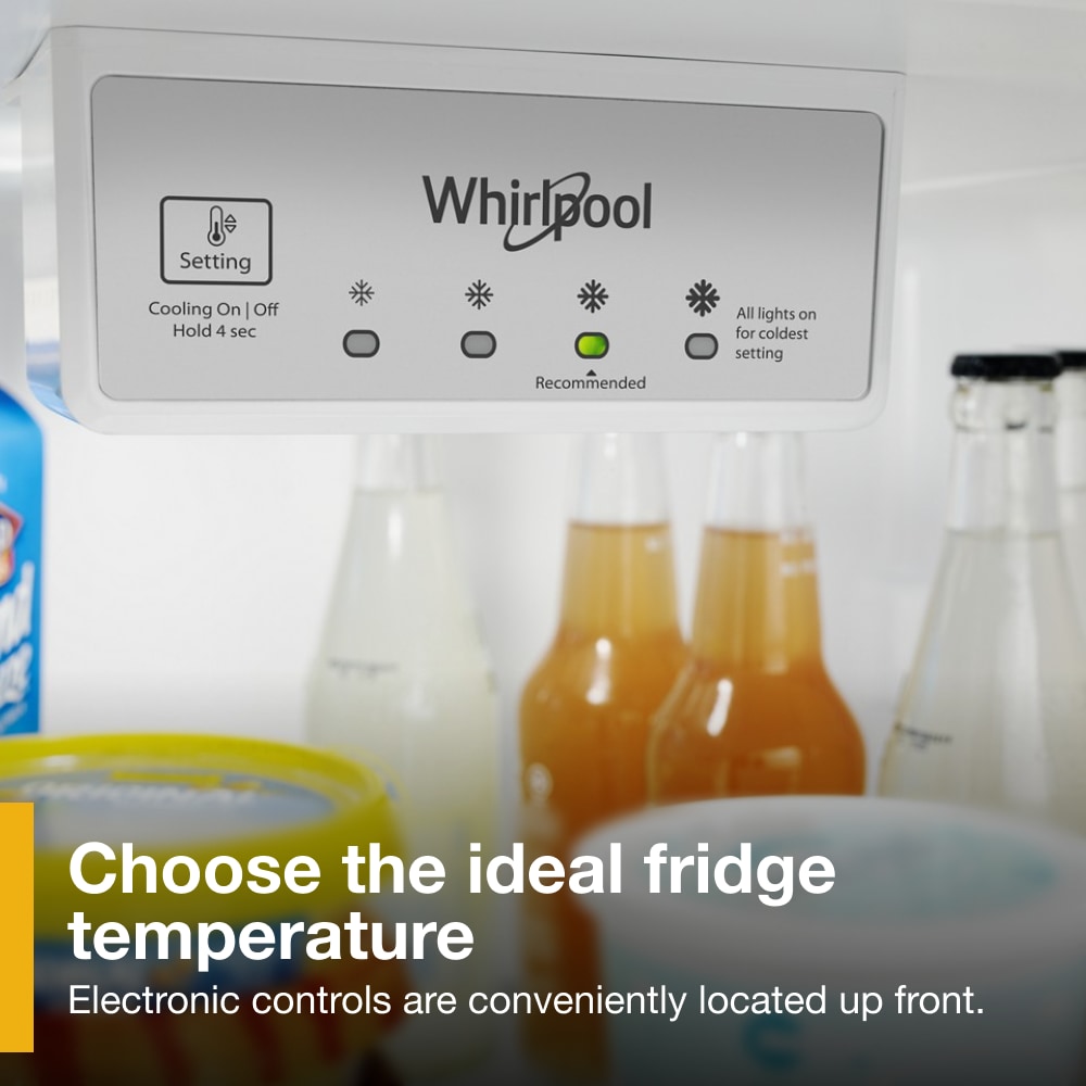 Refrigerador congelador superior Whirlpool con contenedor de almacenamiento flexible de 17.6 pies cúbicos (Negro)
