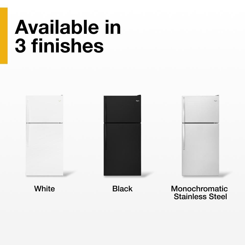 Refrigerador congelador superior de 18.2 pies cúbicos de acero inoxidable monocrómico Whirlpool (WRT318FZDM)