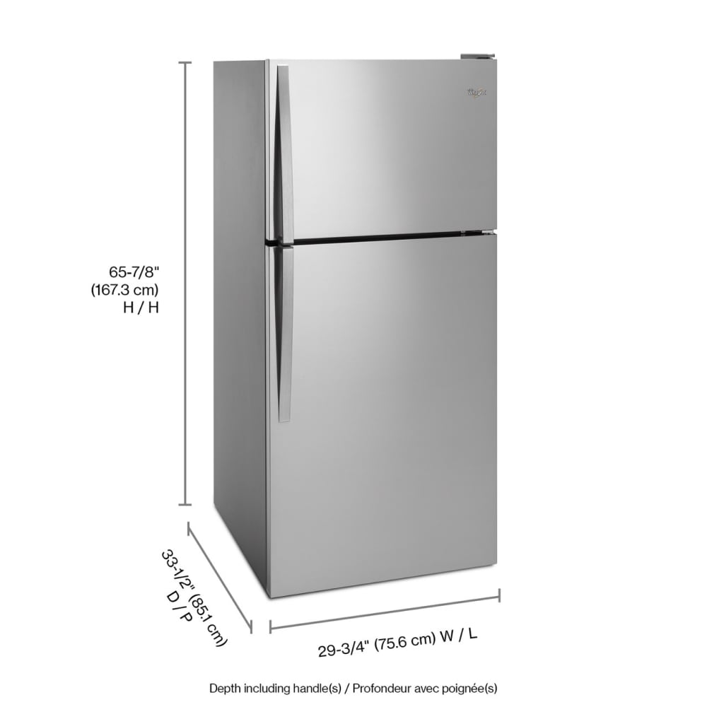Refrigerador Whirlpool de 18.2 pies cúbicos con congelador superior (Blanco) WRT318FZDW