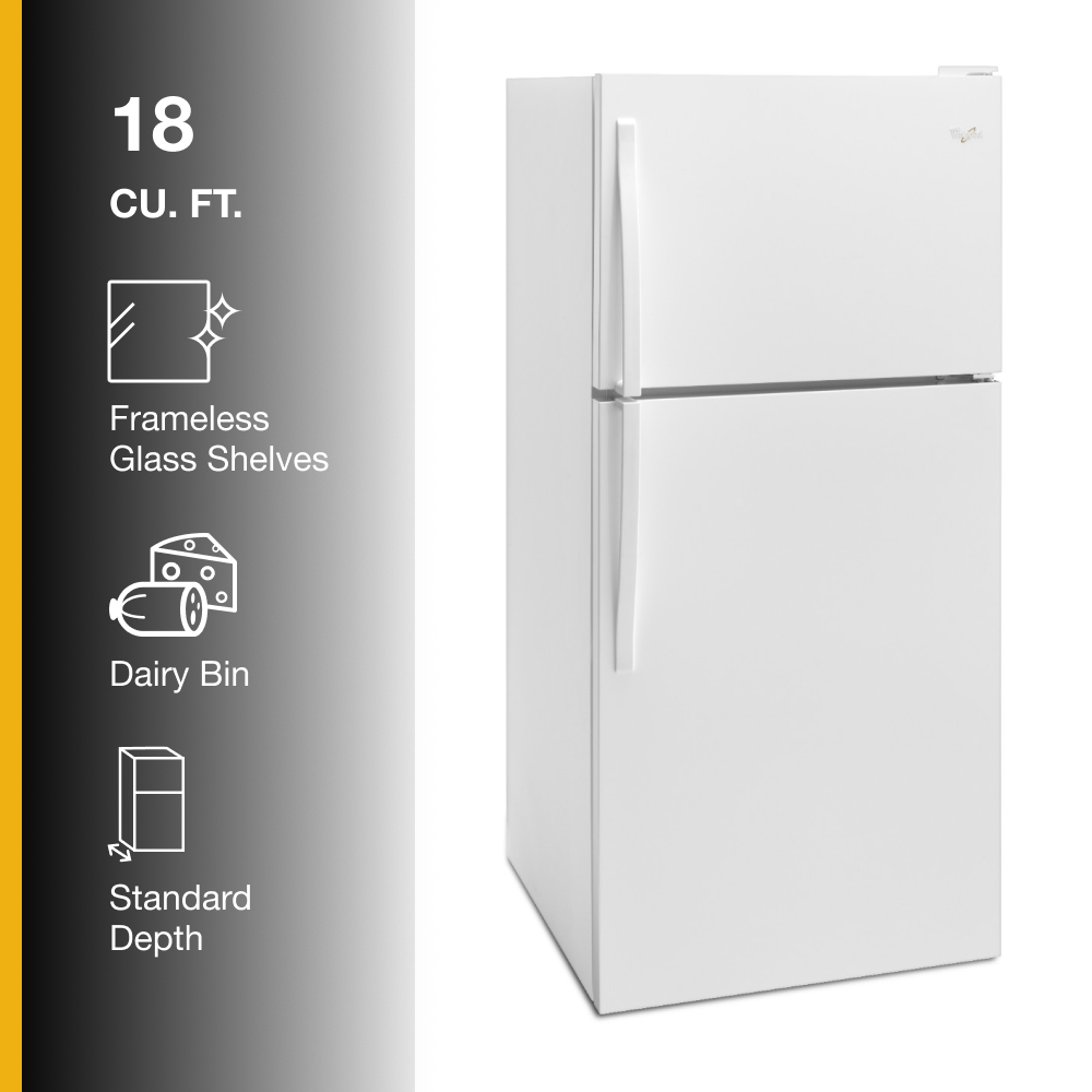 Refrigerador Whirlpool de 18.2 pies cúbicos con congelador superior (Blanco) WRT318FZDW