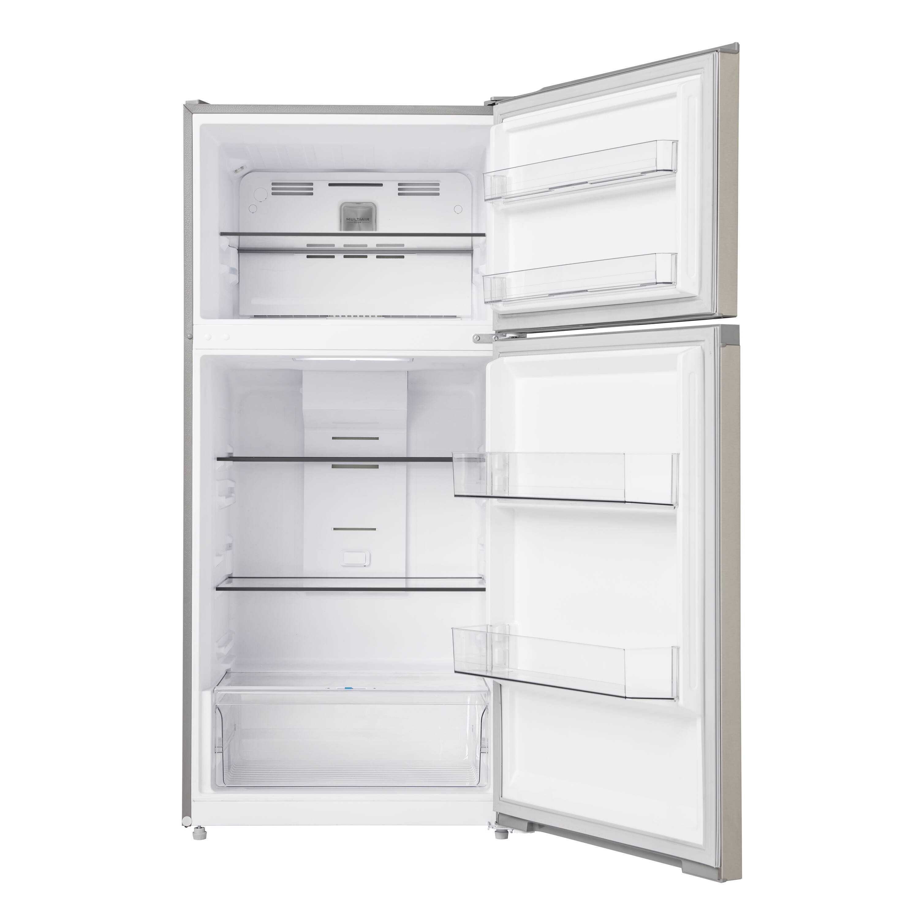 Refrigerador resistente a huellas dactilares de 14.2 pies cúbicos de profundidad de mostrador con congelador superior (acero inoxidable) listo para garaje certificado ENERGY STAR MRT14D2BST de Midea