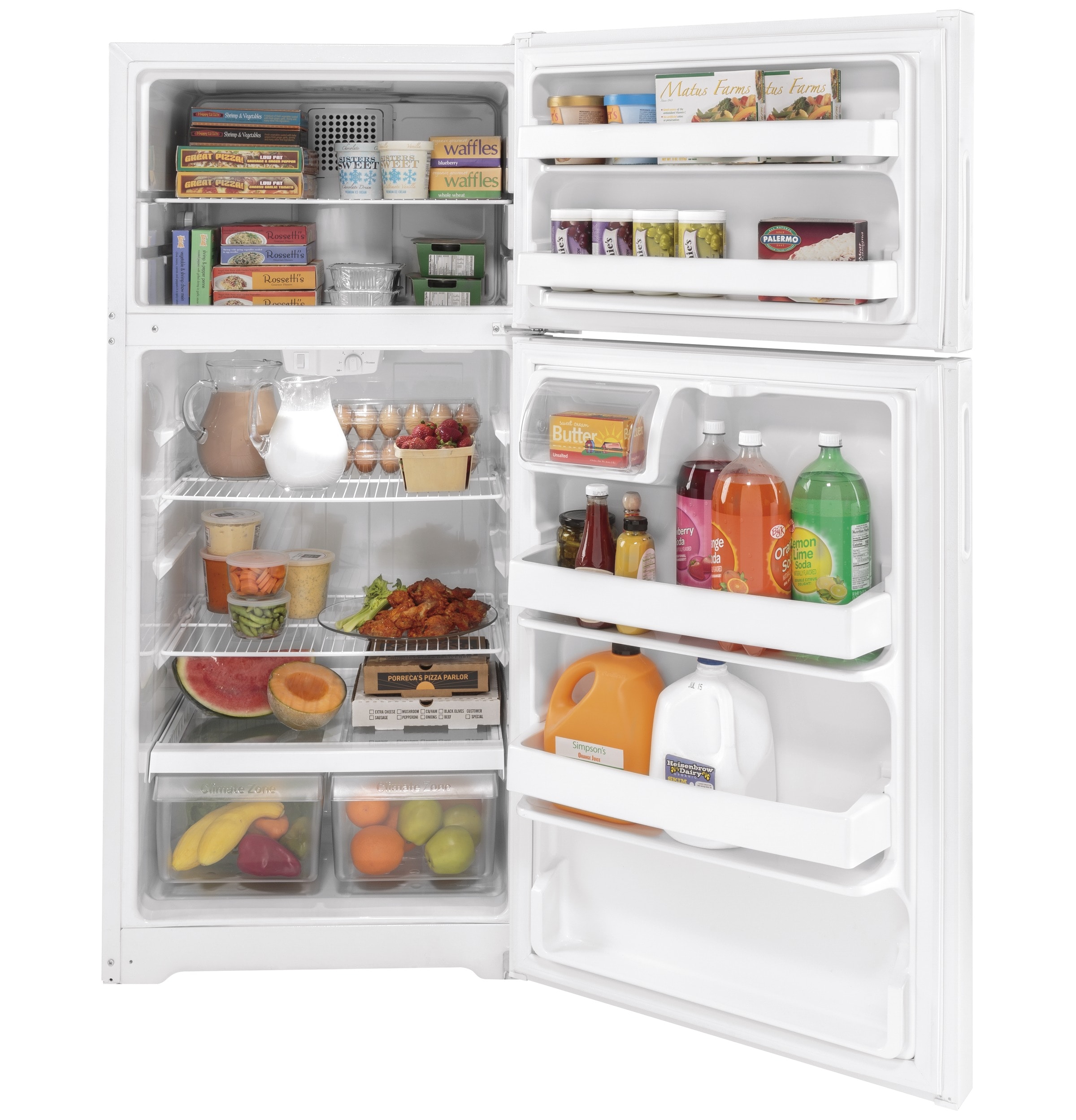 Refrigerador de 15.6 pies cúbicos con congelador superior (Blanco)