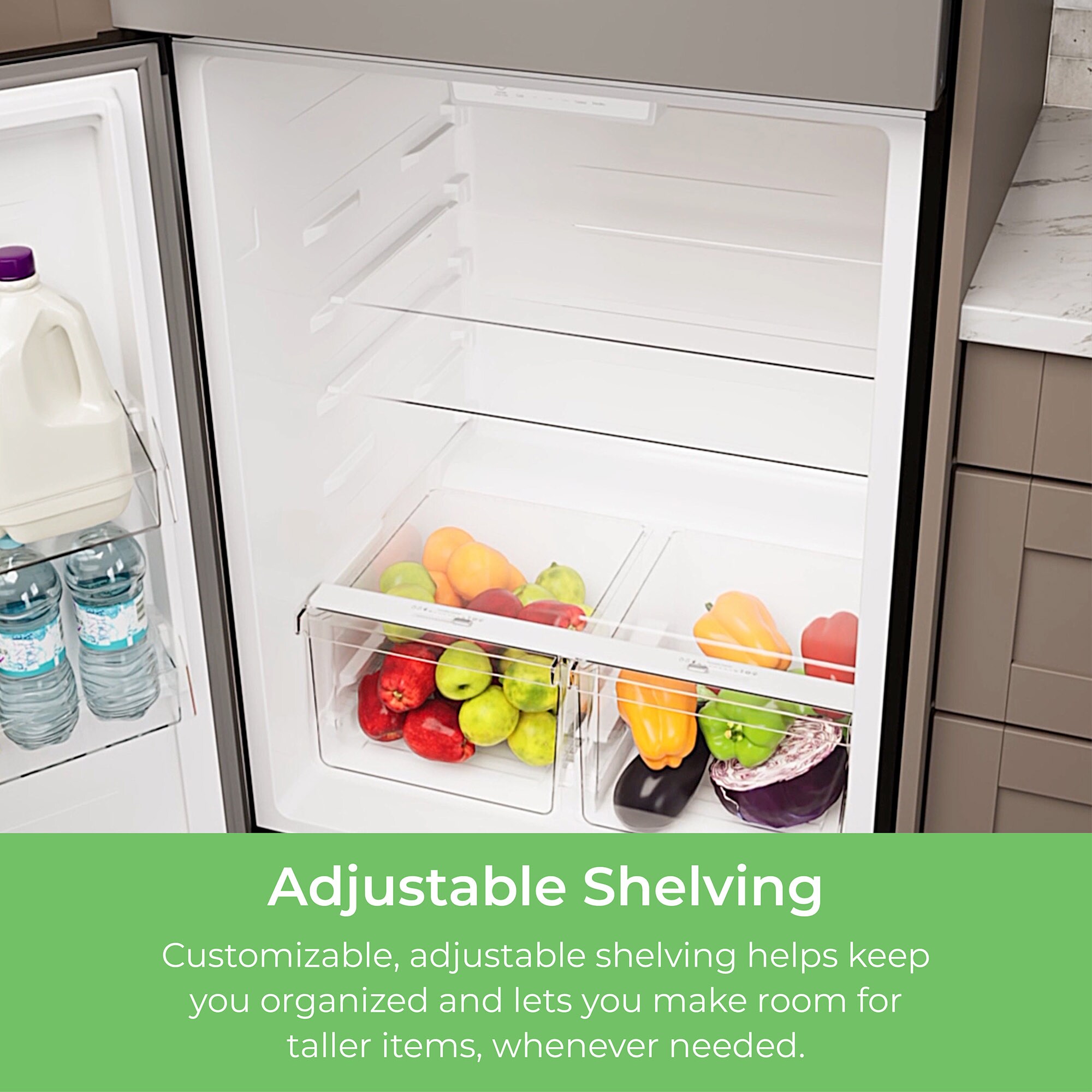 Refrigerador de 18.1 pies cúbicos con congelador superior y fabricador de hielo (blanco) certificado por ENERGY STAR