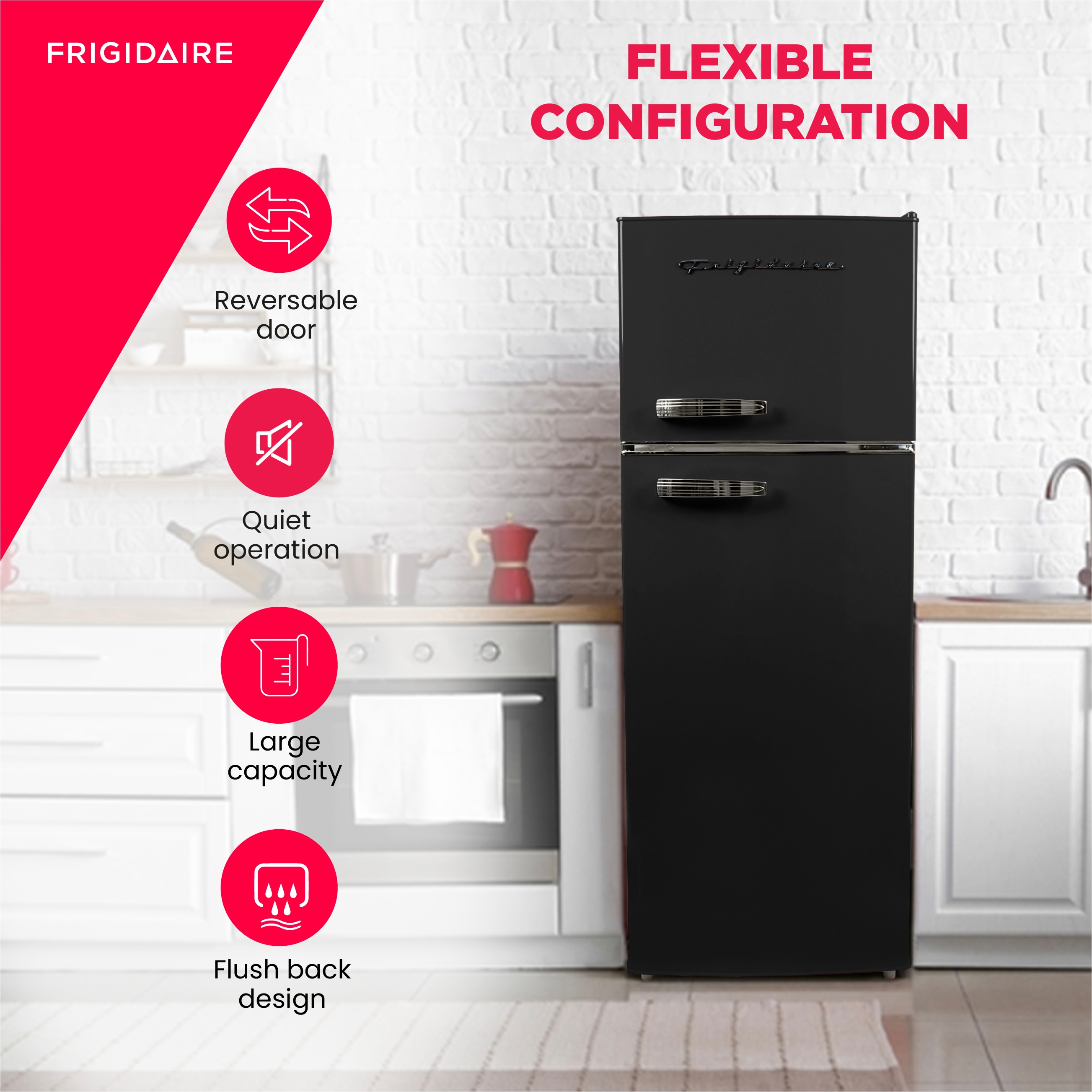 Refrigerador Frigidaire de 7.5 pies cúbicos con congelador superior de profundidad de mostrador (Negro) EFR753-NEGRO
