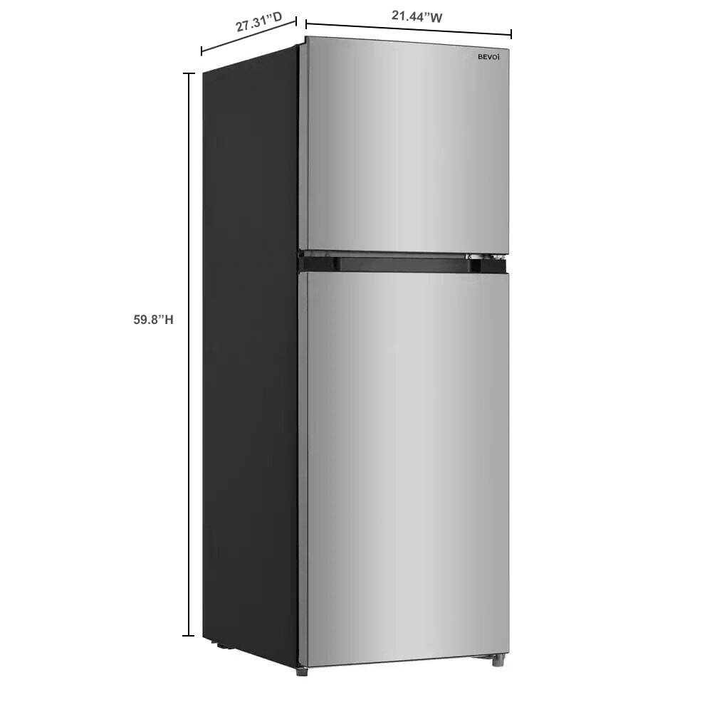 Refrigerador Bevoi de 7.1 pies cúbicos con congelador superior de profundidad de mostrador (acero inoxidable)