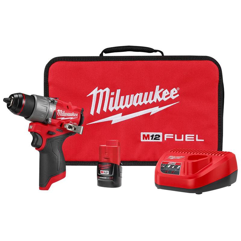 Milwaukee M12 FUEL 12-Volt Lithium-Ion Brushless Cordless 1/2 in. Hammer Drill Kit con 1 batería compacta de 2.0Ah y 1 cargador - 3404-21.
