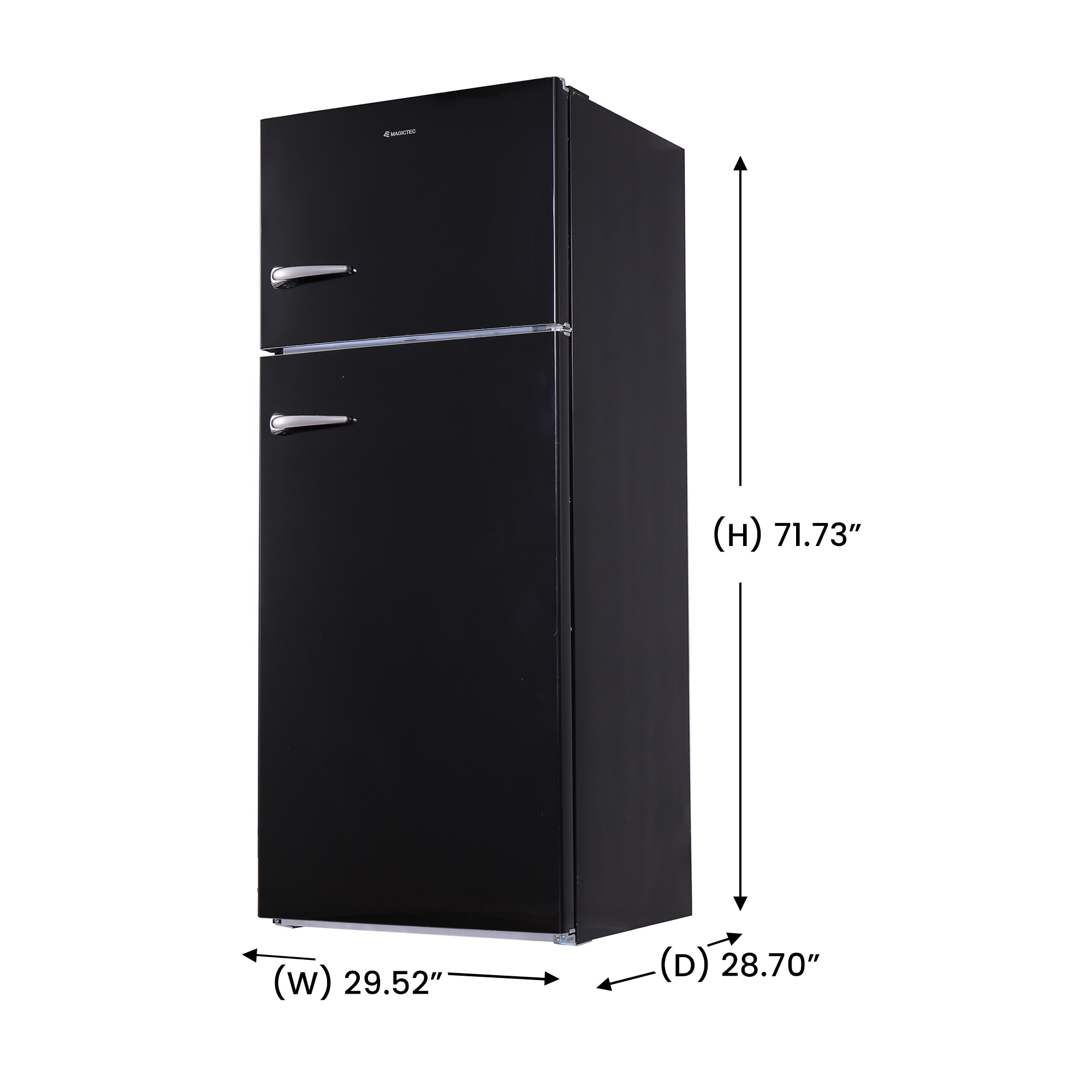 Refrigerador de 18 pies cúbicos con congelador superior de tamaño estándar y fabricador de hielo (Negro)