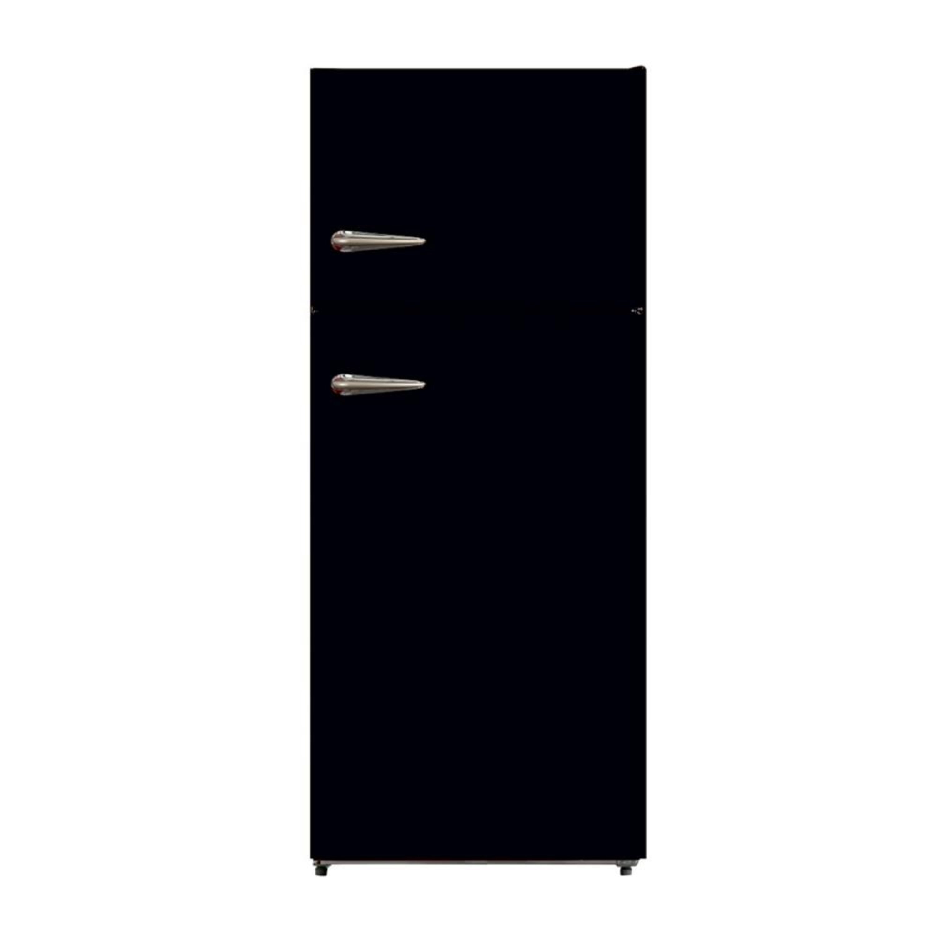 Refrigerador de 18 pies cúbicos con congelador superior de tamaño estándar y fabricador de hielo (Negro)