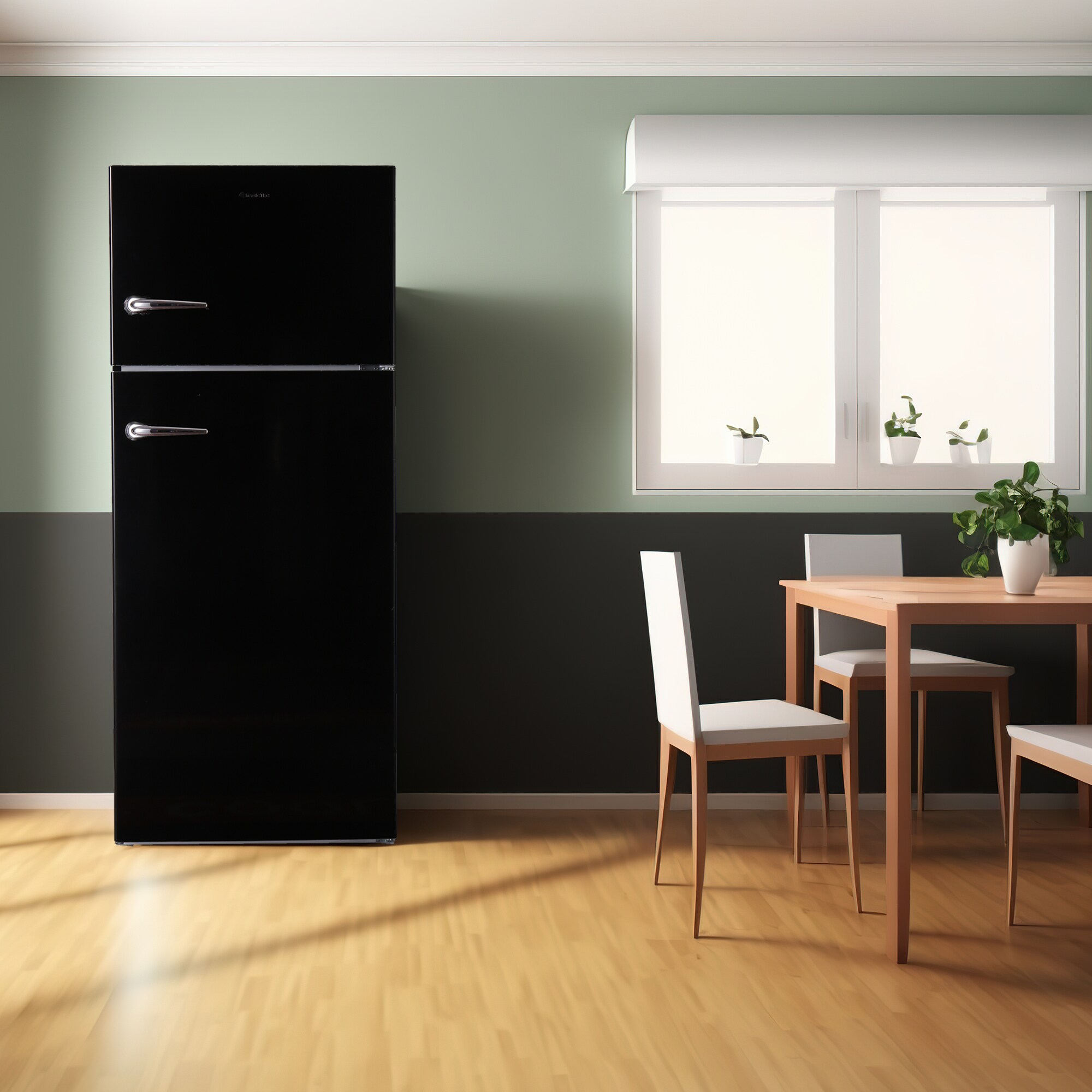 Refrigerador de 18 pies cúbicos con congelador superior de tamaño estándar y fabricador de hielo (Negro)