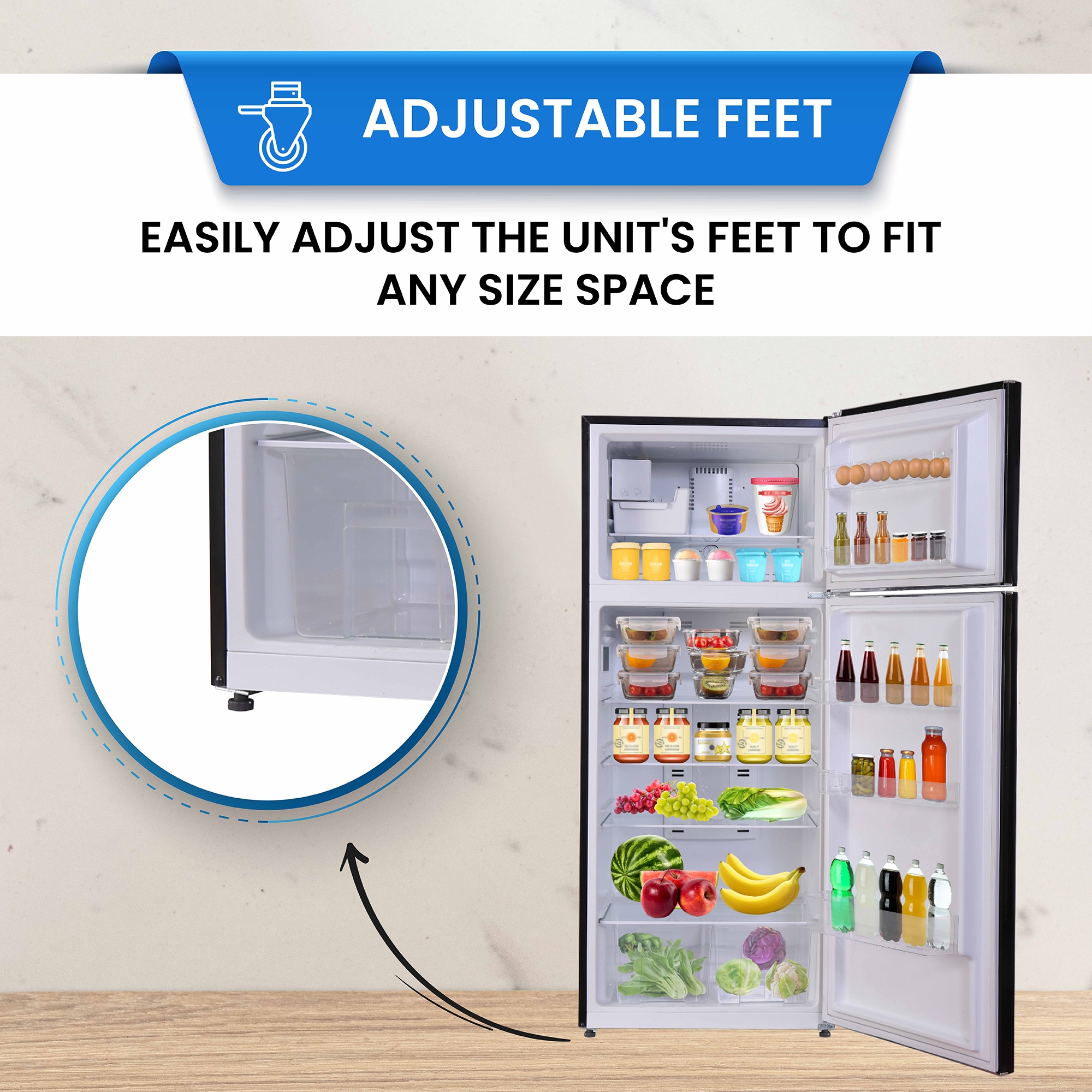 Refrigerador de 18 pies cúbicos con congelador superior de tamaño estándar y fabricador de hielo (Negro)