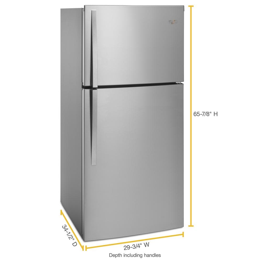 Refrigerador congelador superior de 19.1 pies cúbicos de Whirlpool (Acero metálico resistente a huellas dactilares) WRT519SZDG