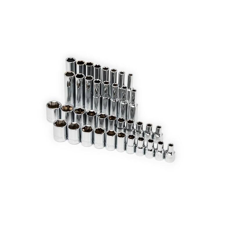 Juego de herramientas mecánicas Crescent de 1/4 y 3/8 pulgadas de unidad, 6 y 12 puntos estándar y profundos SAE/Métrico con estuche (180 piezas) - CTK180