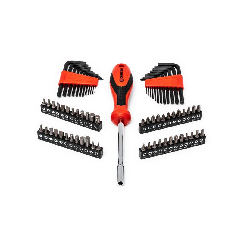 Juego de herramientas mecánicas Crescent de 1/4 y 3/8 pulgadas de unidad, 6 y 12 puntos estándar y profundos SAE/Métrico con estuche (180 piezas) - CTK180