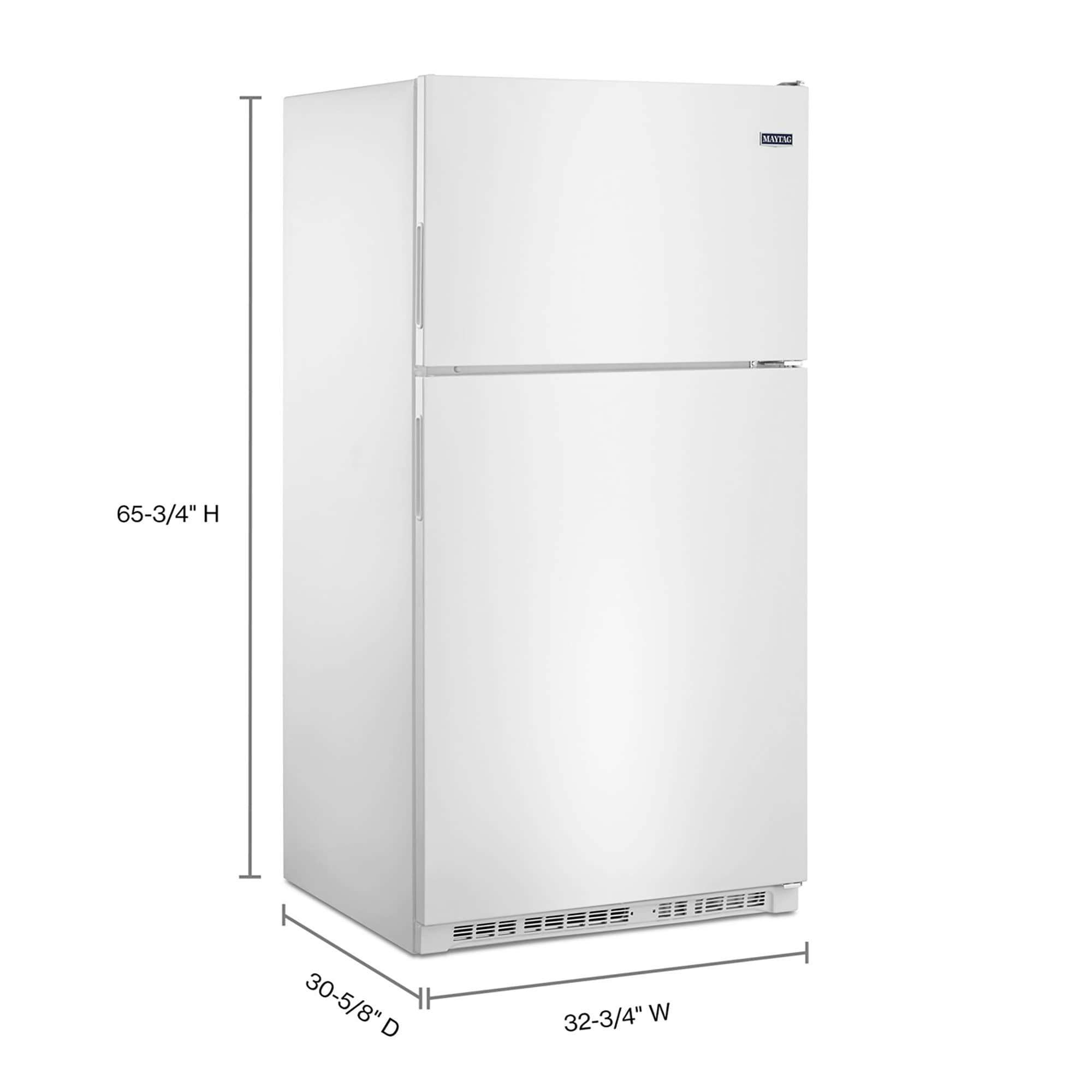 Refrigerador de 20.5 pies cúbicos con congelador superior (blanco) Maytag MRT311FFFH.