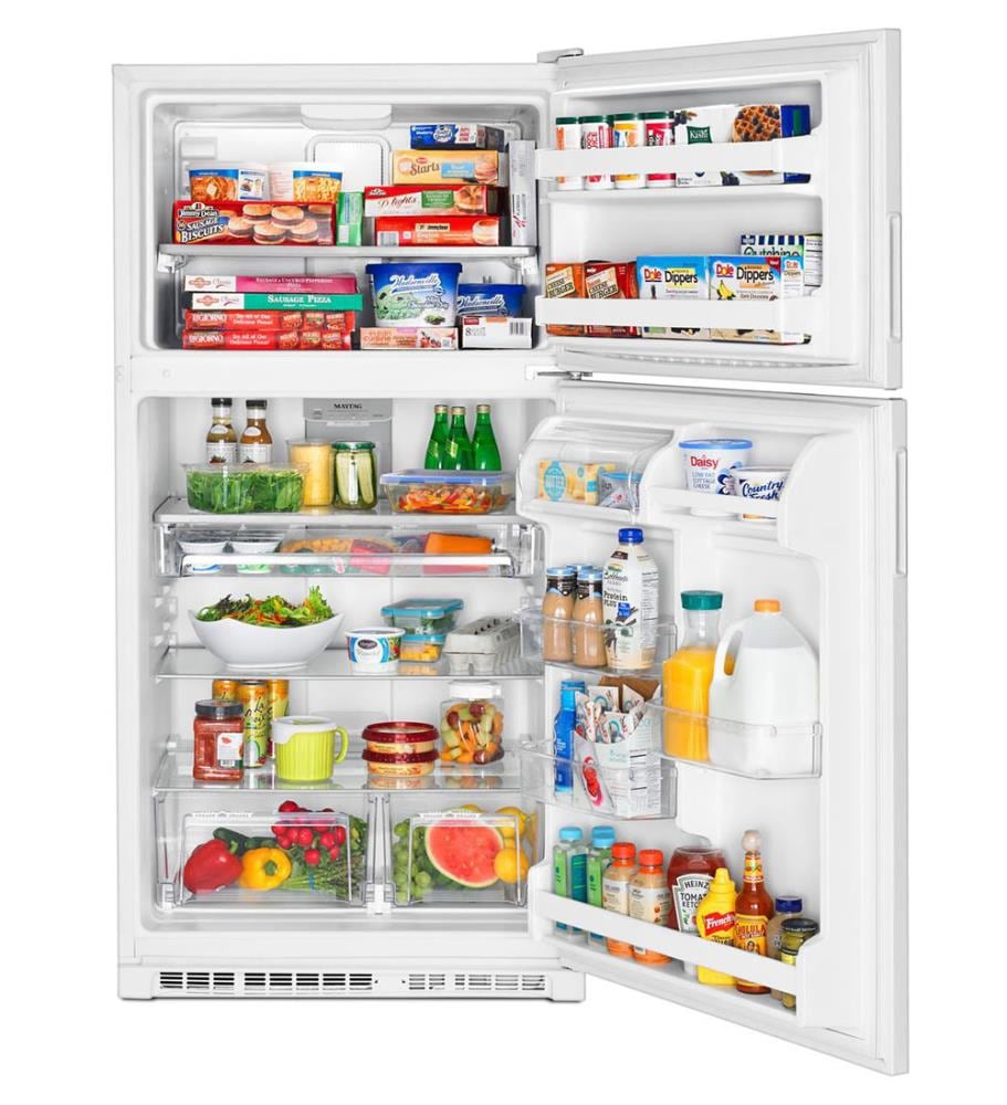 Refrigerador de 20.5 pies cúbicos con congelador superior (blanco) Maytag MRT311FFFH.