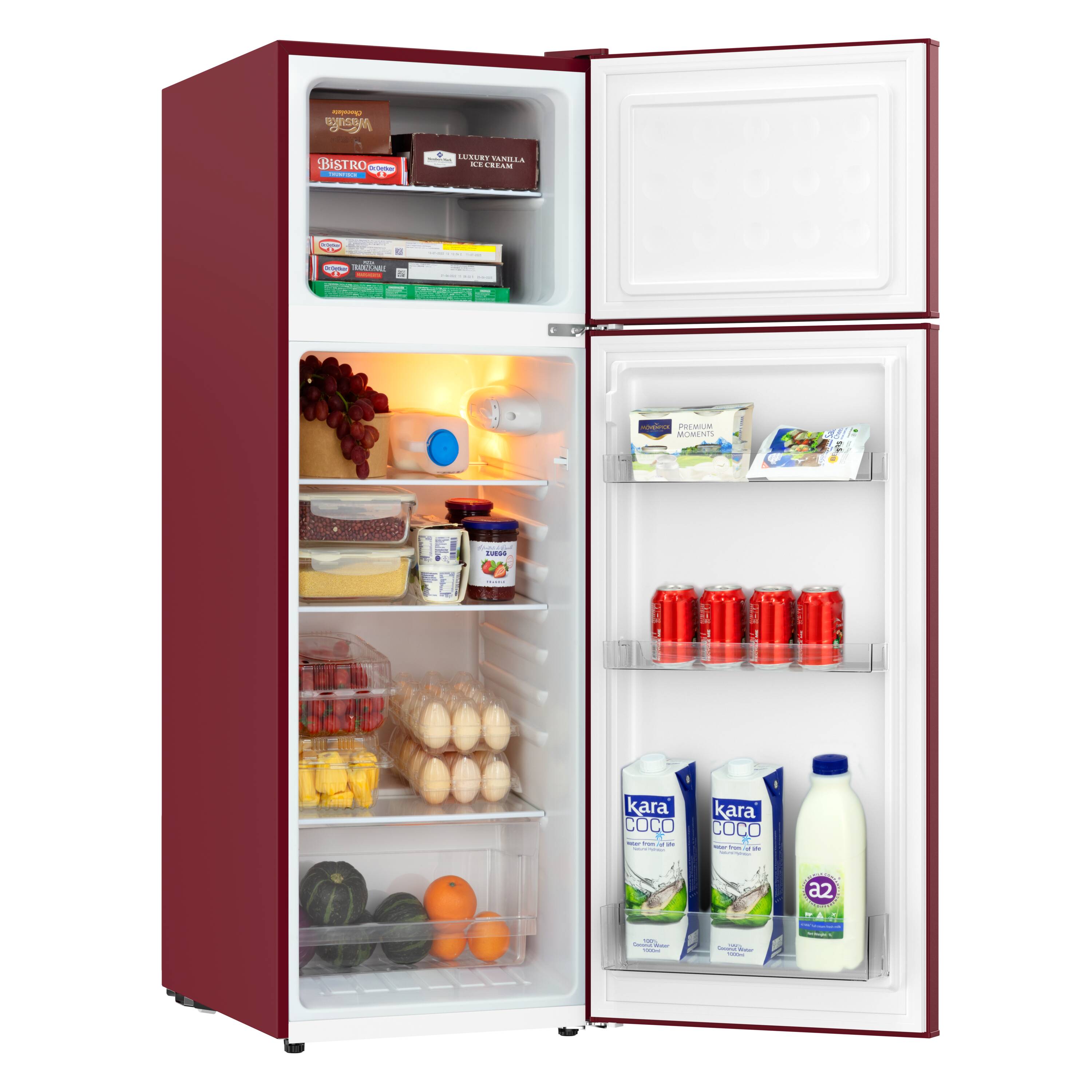 Refrigerador Frigidaire de 7.5 pies cúbicos con congelador superior de profundidad de mostrador (rojo) EFR768-MERLOT
