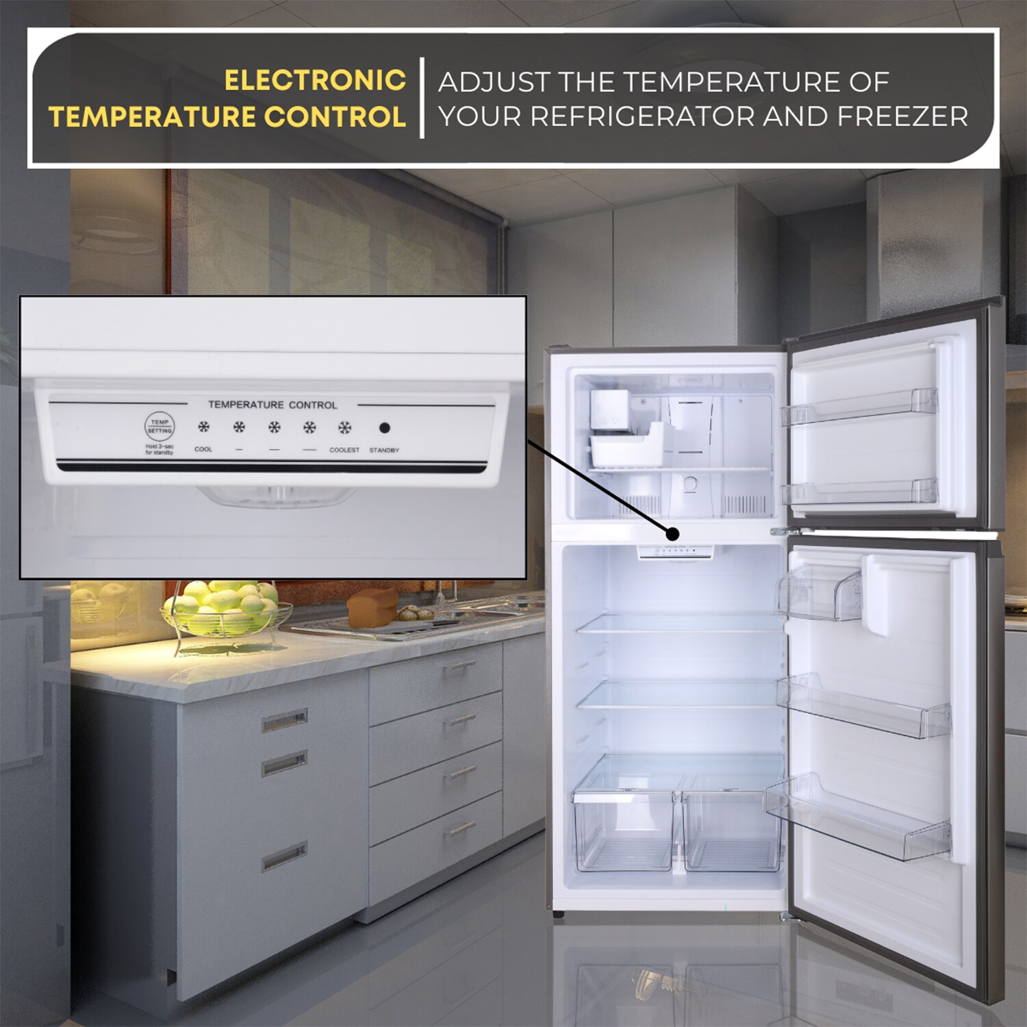 Refrigerador de 21 pies cúbicos con puerta reversible y fabricador de hielo integrado, congelador superior, certificado ENERGY STAR TMRI 210 S (Acero inoxidable)