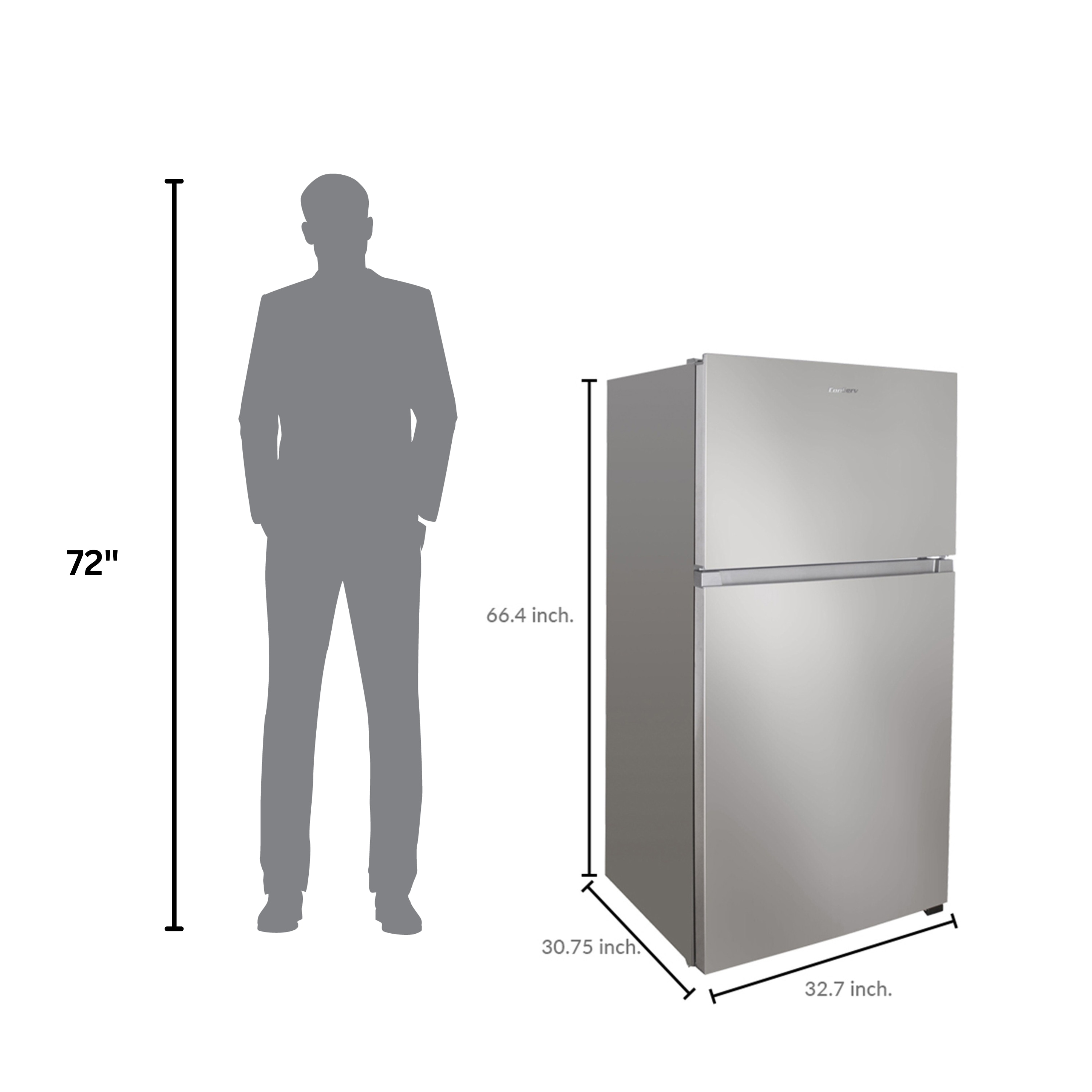 Refrigerador de 21 pies cúbicos con puerta reversible y fabricador de hielo integrado, congelador superior, certificado ENERGY STAR TMRI 210 S (Acero inoxidable)