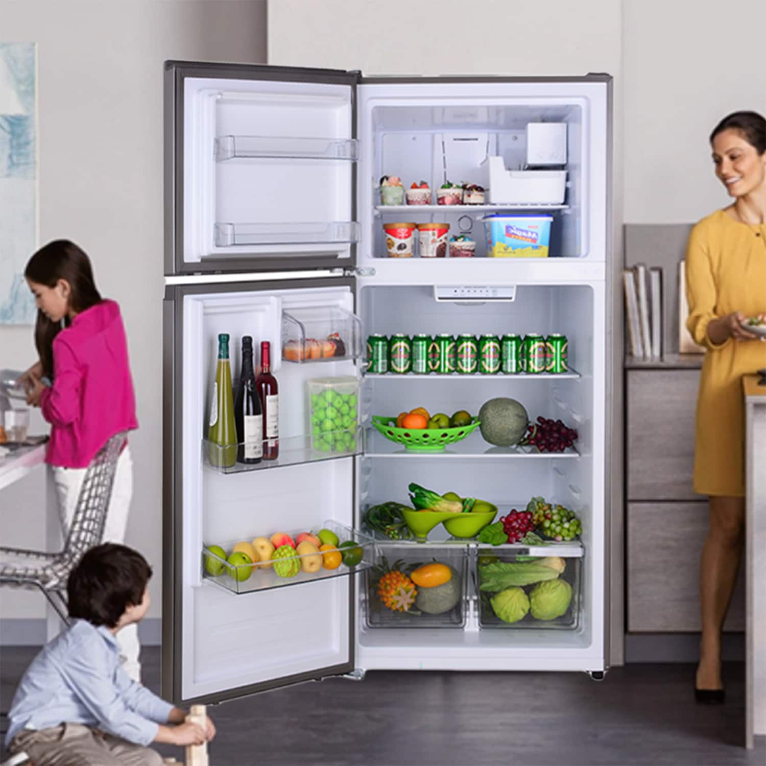 Refrigerador de 21 pies cúbicos con puerta reversible y fabricador de hielo integrado, congelador superior, certificado ENERGY STAR TMRI 210 S (Acero inoxidable)
