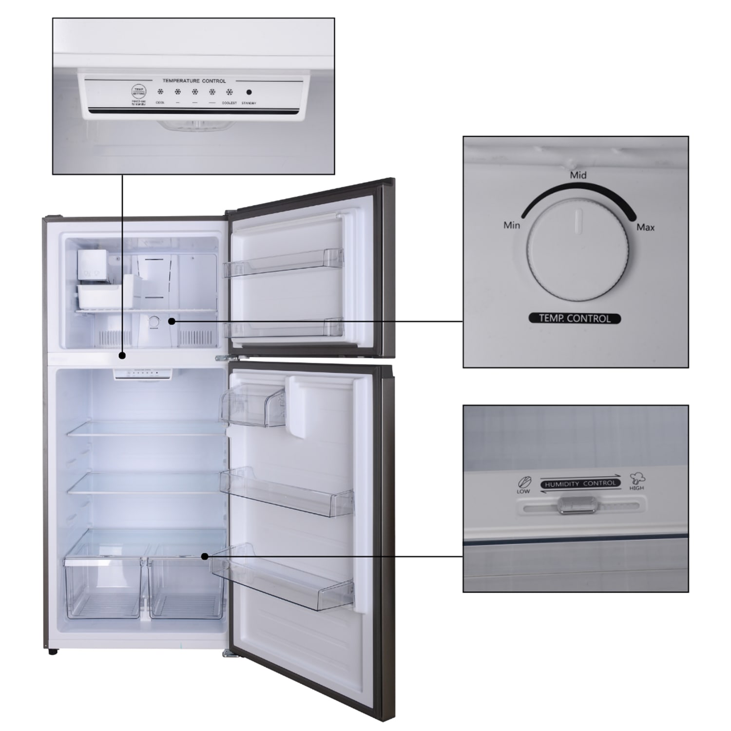 Refrigerador de 21 pies cúbicos con puerta reversible y fabricador de hielo integrado, congelador superior, certificado ENERGY STAR TMRI 210 S (Acero inoxidable)