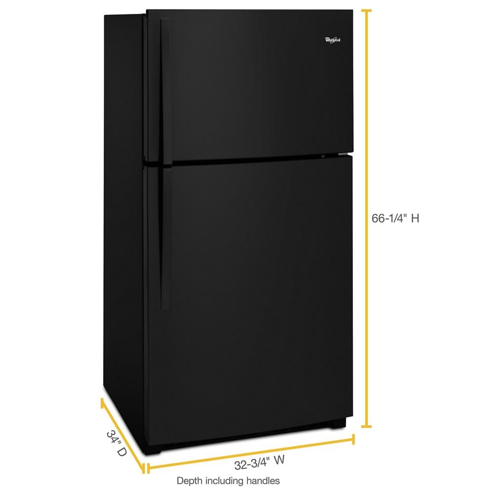 Refrigerador congelador superior de 21.3 pies cúbicos (negro) certificado ENERGY STAR de Whirlpool WRT541SZDB