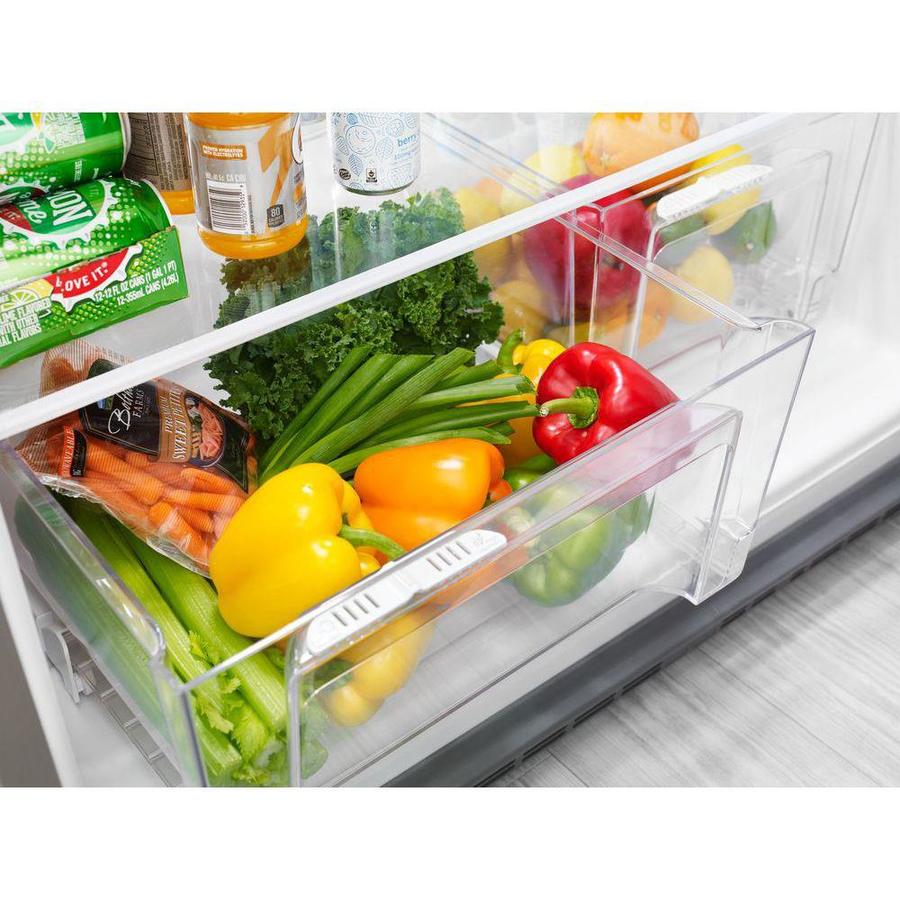 Refrigerador de un solo compartimiento de acero inoxidable resistente a huellas dactilares de 21.3 pies cúbicos de capacidad con congelador superior y certificación ENERGY STAR WRT541SZDZ.