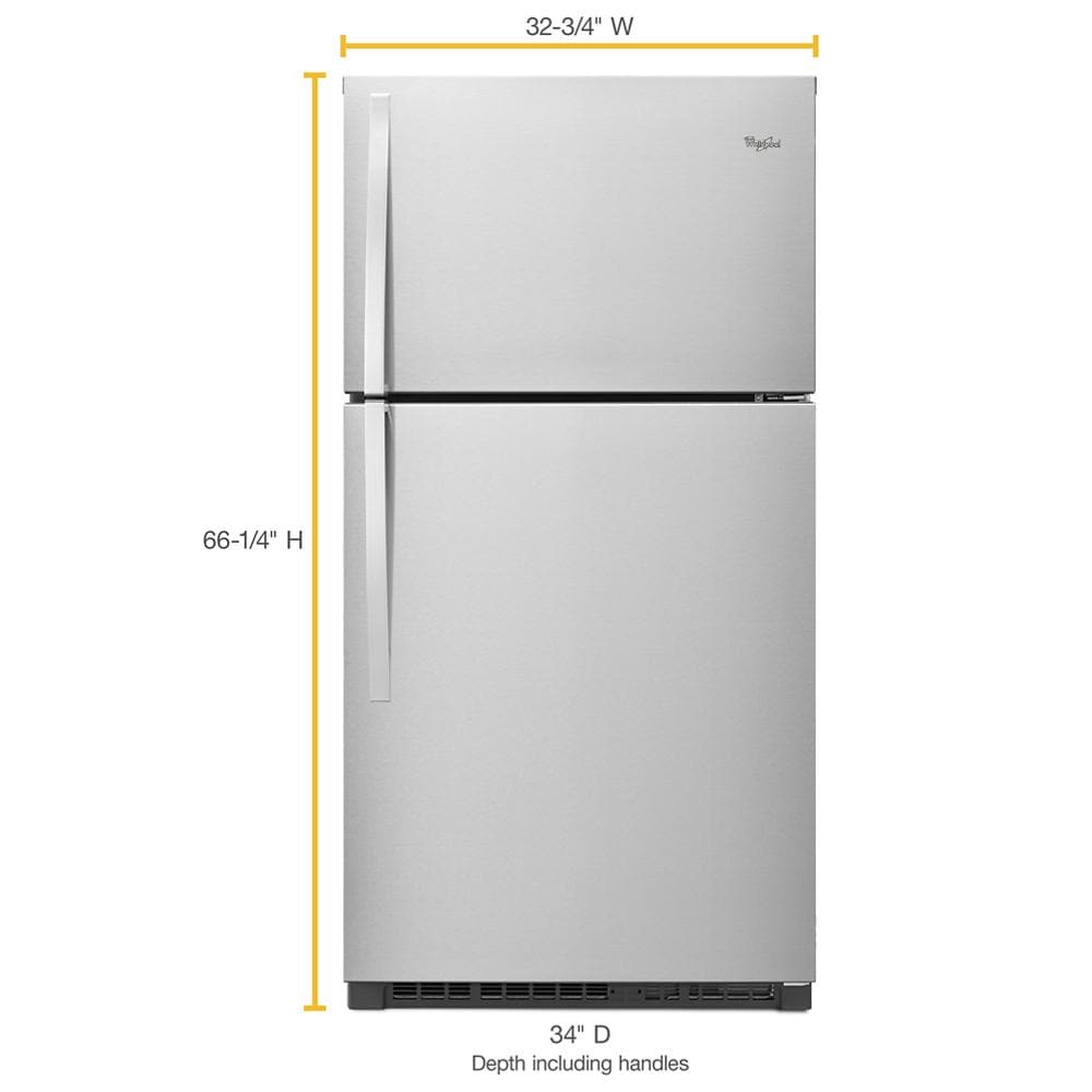 Refrigerador de un solo compartimiento de acero inoxidable resistente a huellas dactilares de 21.3 pies cúbicos de capacidad con congelador superior y certificación ENERGY STAR WRT541SZDZ.