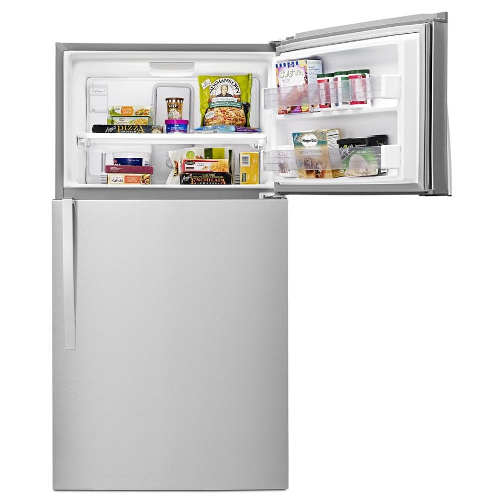Refrigerador de un solo compartimiento de acero inoxidable resistente a huellas dactilares de 21.3 pies cúbicos de capacidad con congelador superior y certificación ENERGY STAR WRT541SZDZ.