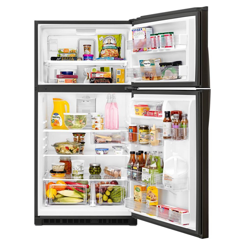 Refrigerador de 21.3 pies cúbicos con congelador superior resistente a huellas dactilares en acero inoxidable negro certificado por ENERGY STAR - Whirlpool WRT541SZHV